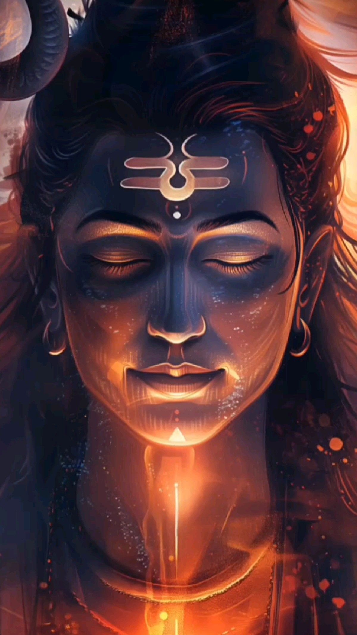 Meditating Shiva with third eye open.