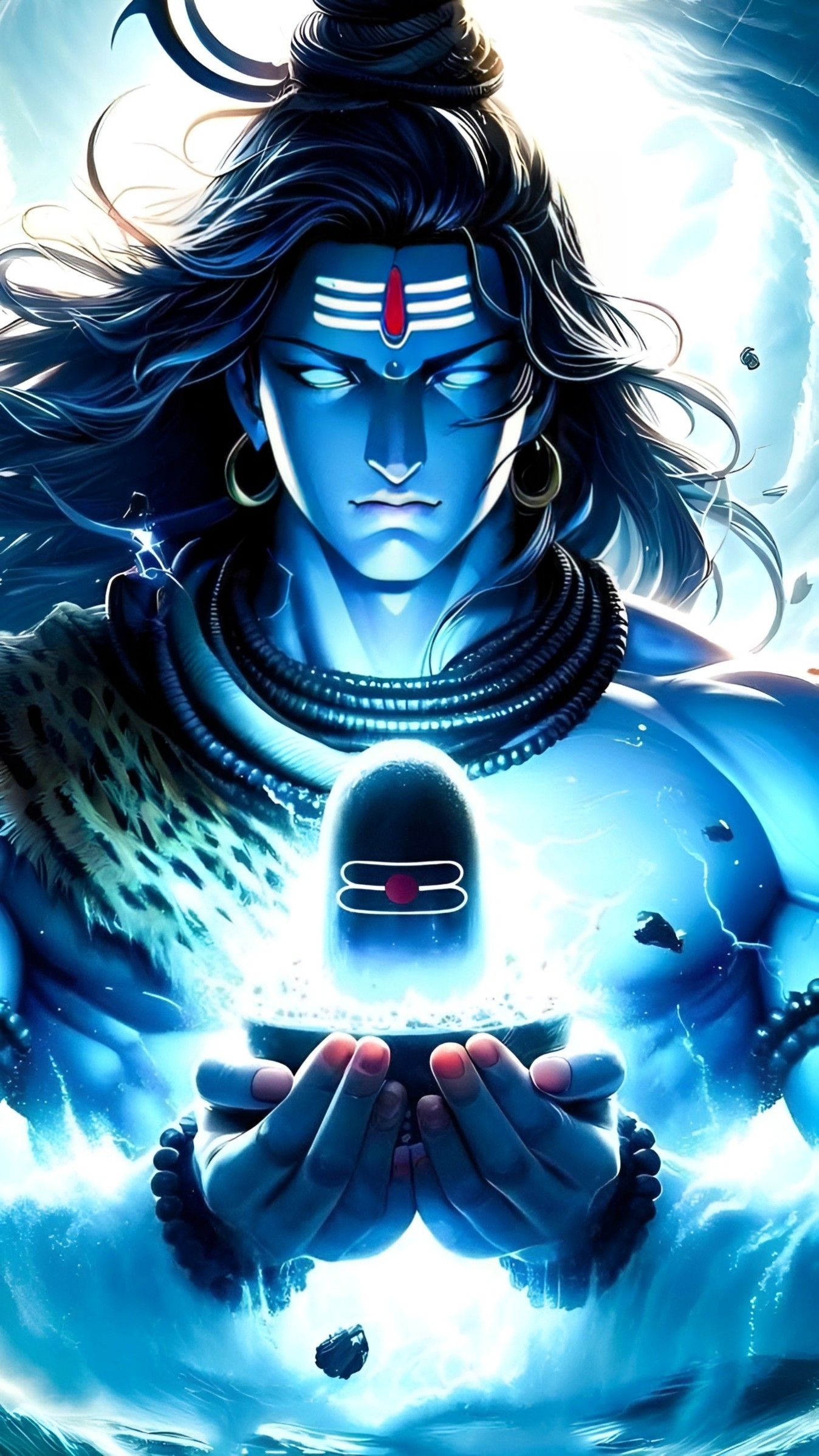 Shiva holding a glowing lingam