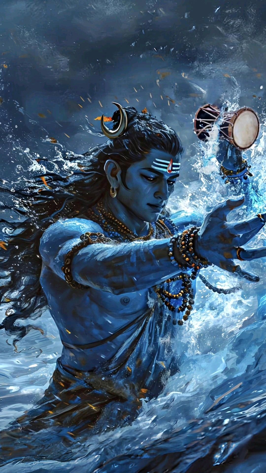 Lord Shiva playing the Damru drum