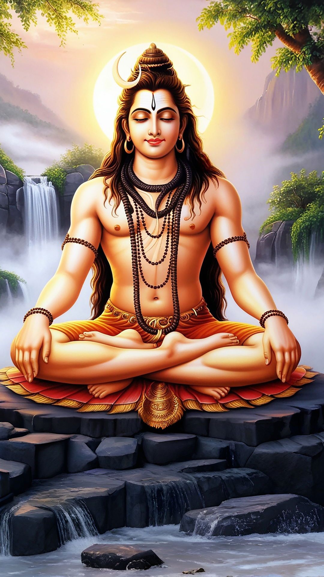 Lord Shiva meditating in the Himalayas