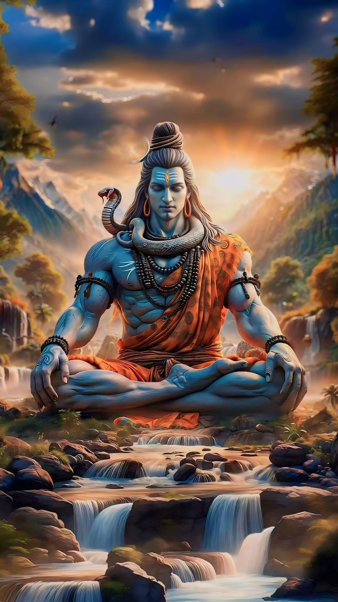 Shiva meditating in the Himalayas