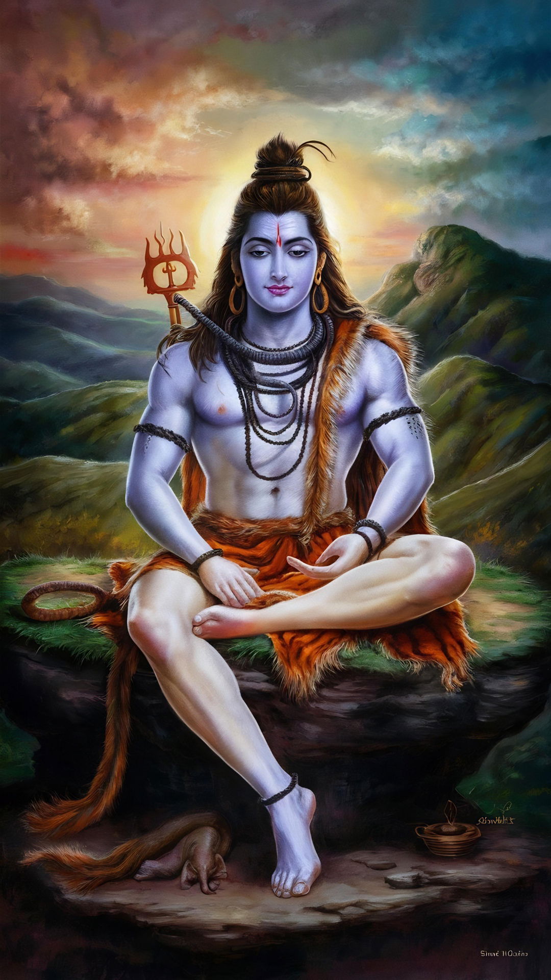 Meditating Shiva amidst the Himalayas