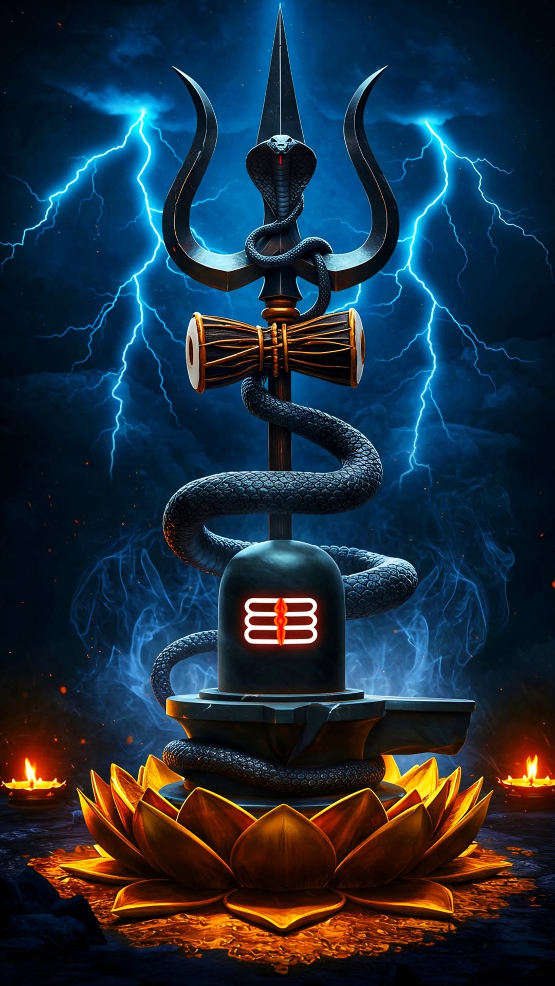 Shiva\'s Trishul and sacred Shivling