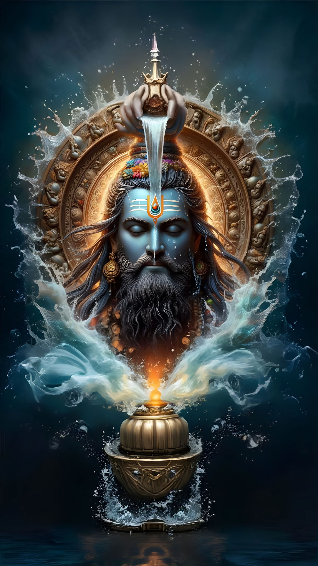 Lord Shiva holding a glowing trident