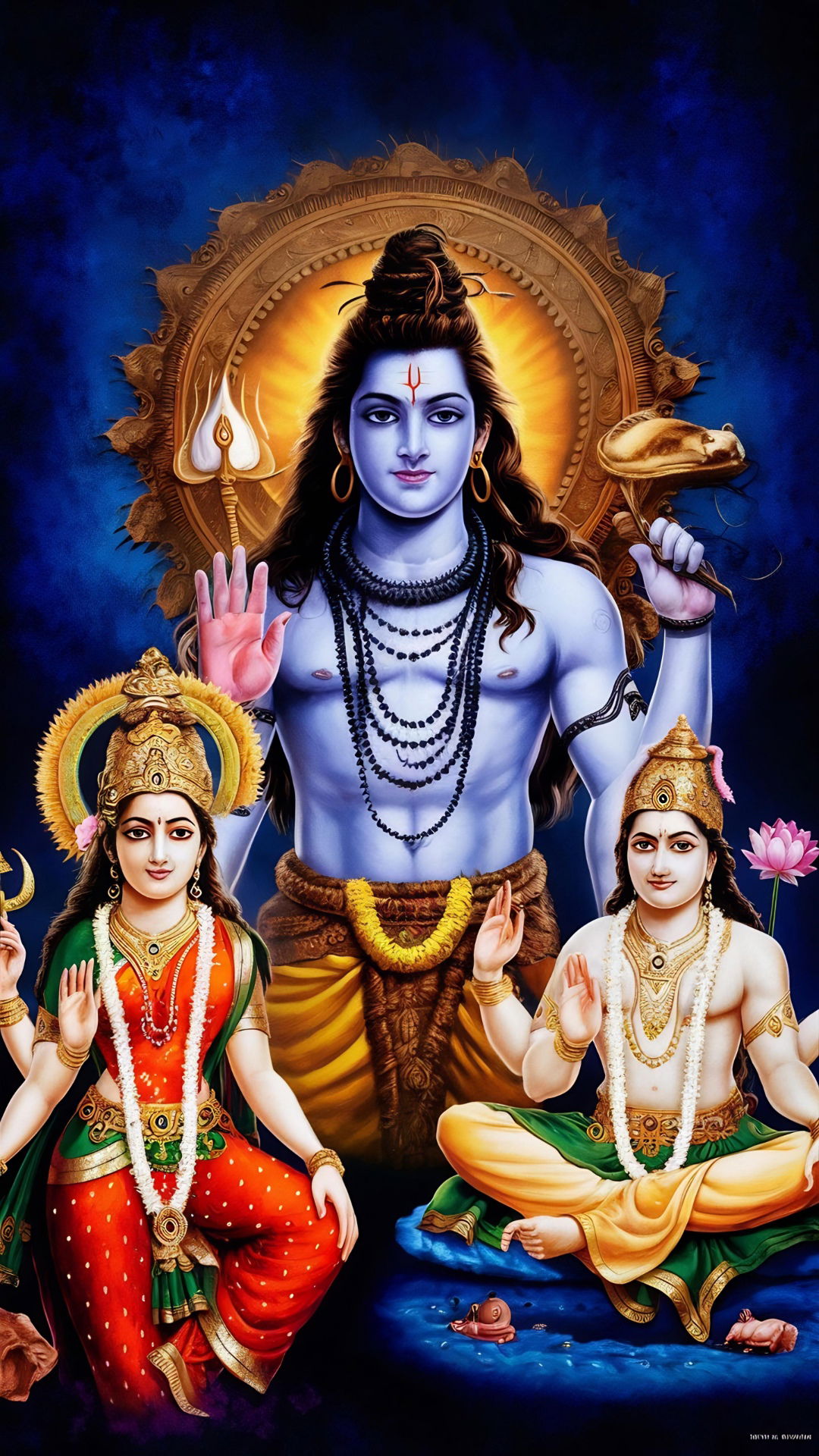 Shiva, Parvati, and Ganesha divine family