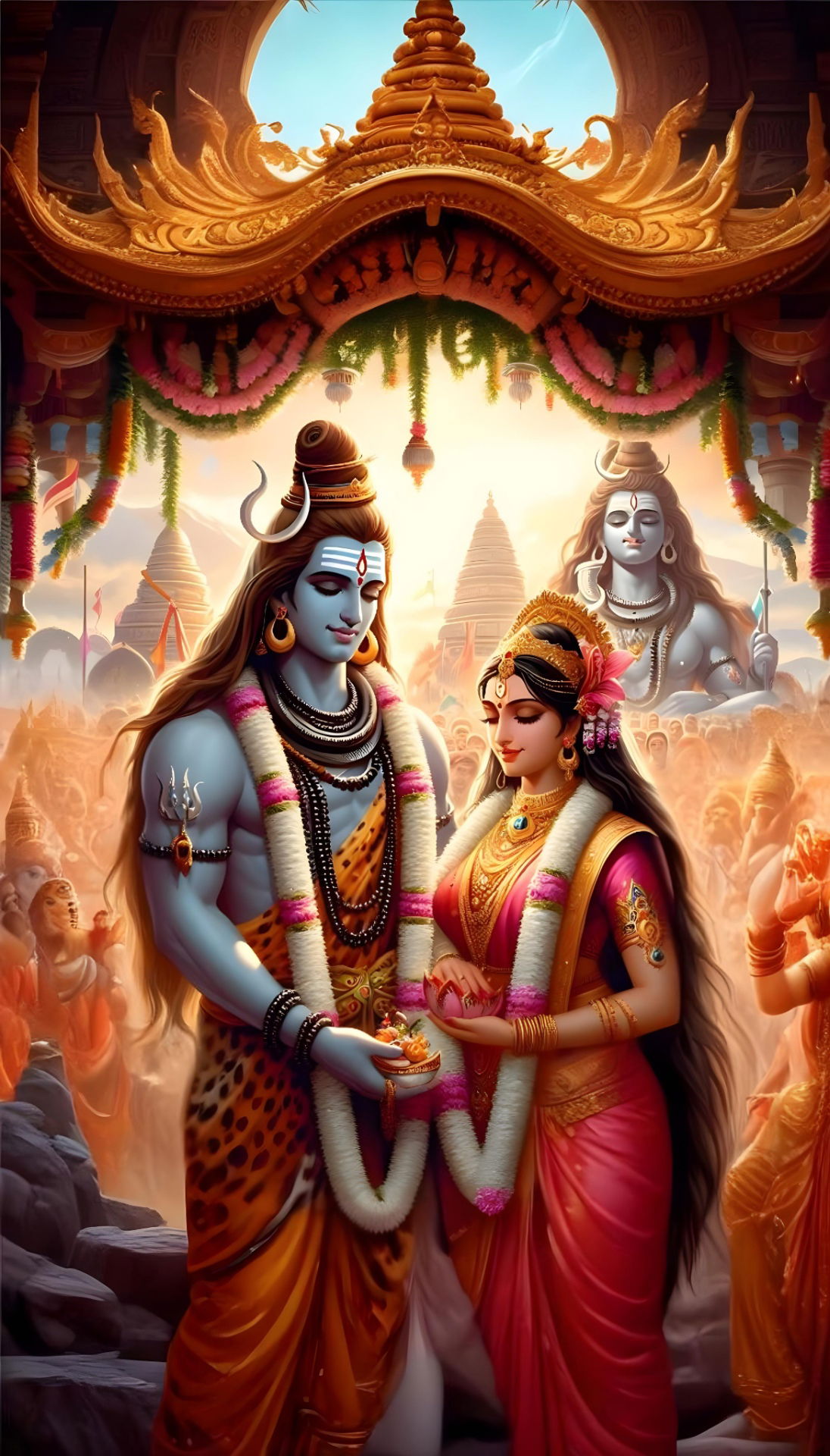 Shiva and Parvati in divine embrace