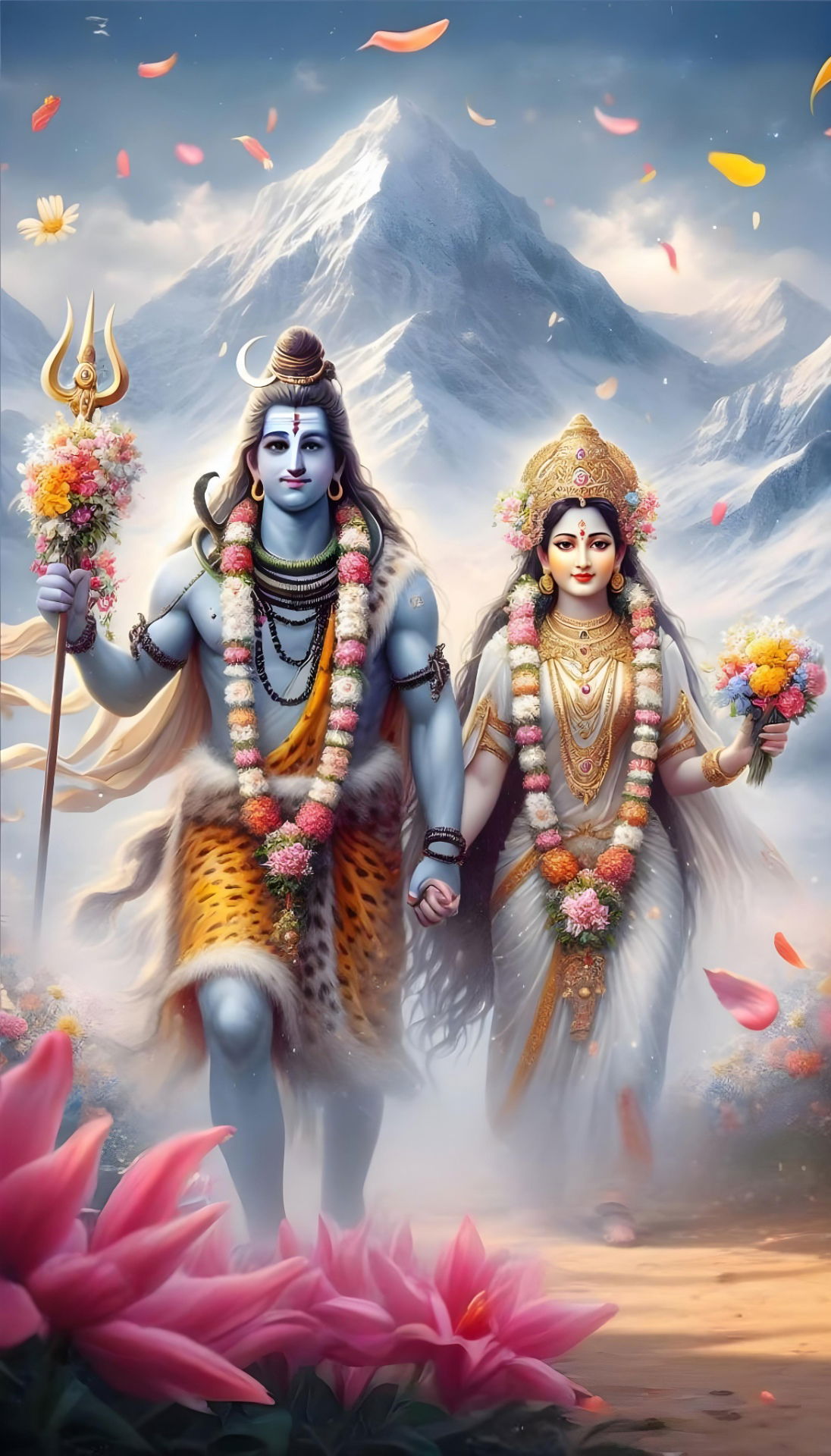 Shiva and Parvati amidst the Himalayas