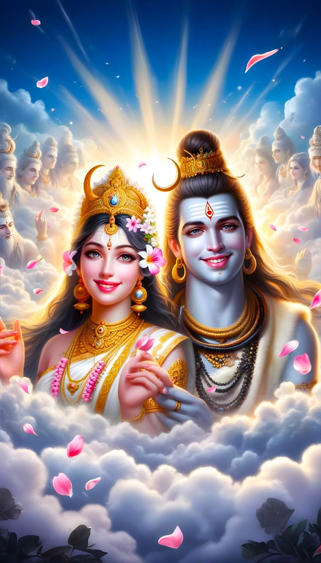 Shiva and Parvati in celestial embrace