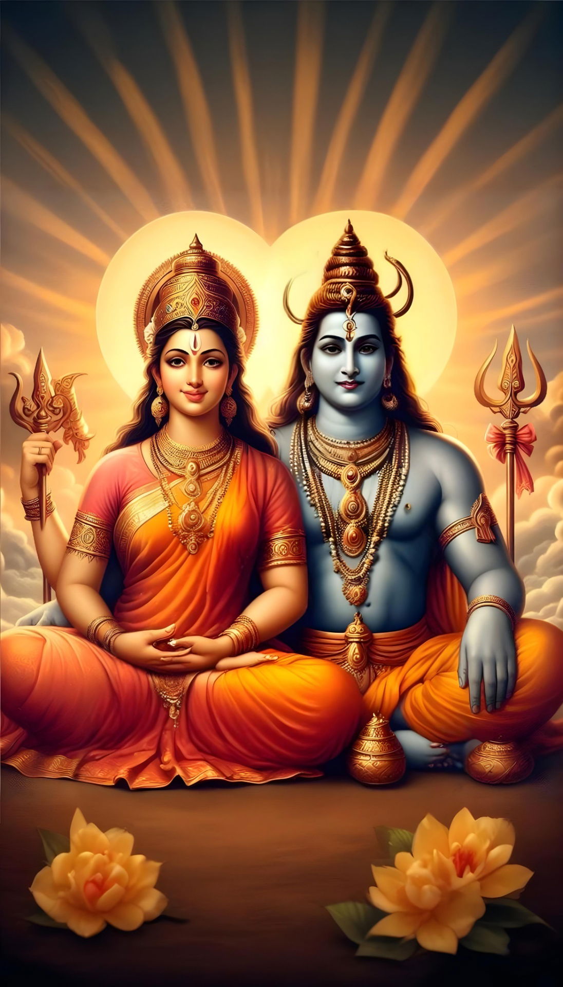 Shiva Parvati divine couple wallpaper