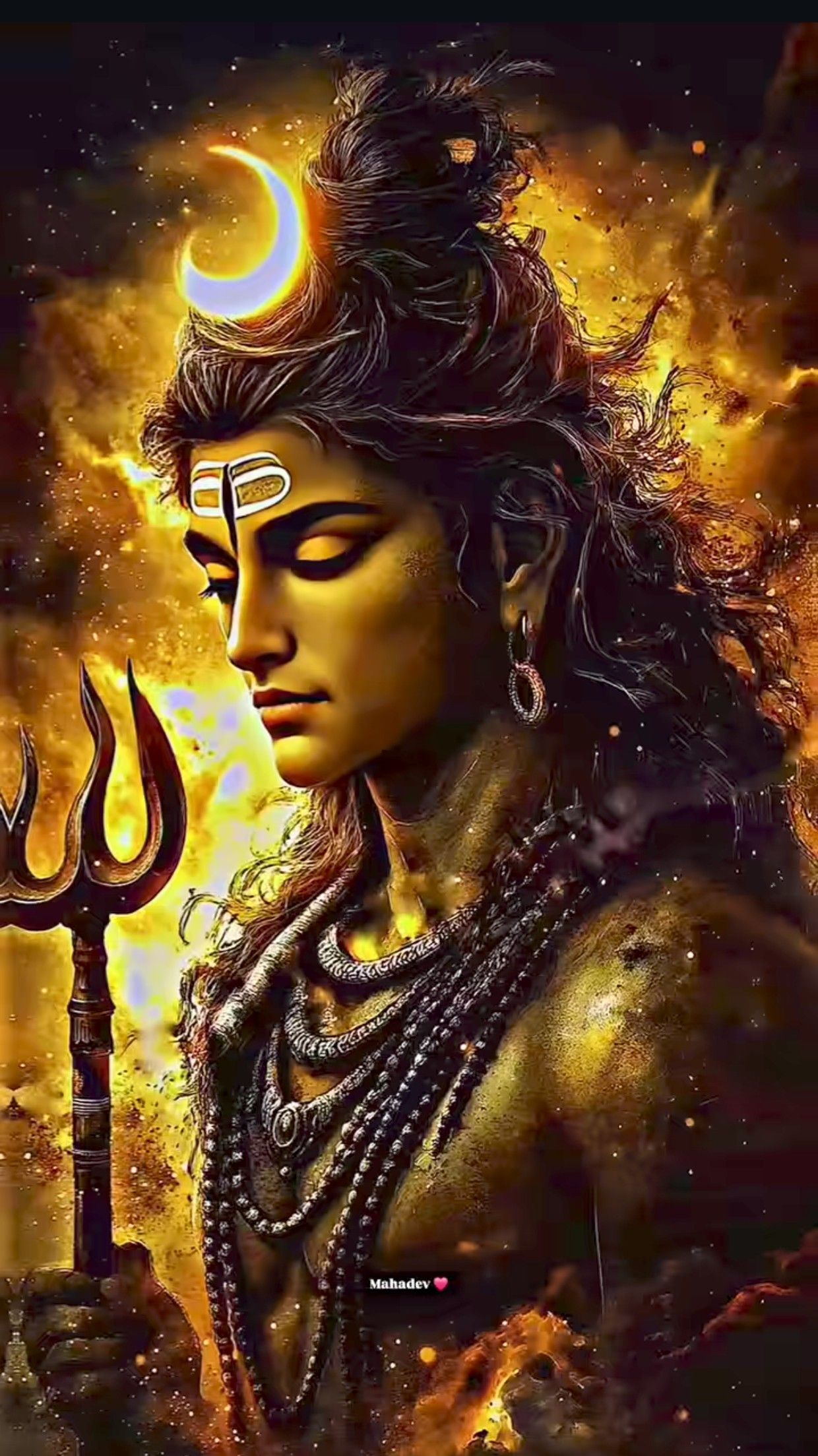 Lord Shiva cosmic portrait with Trishul