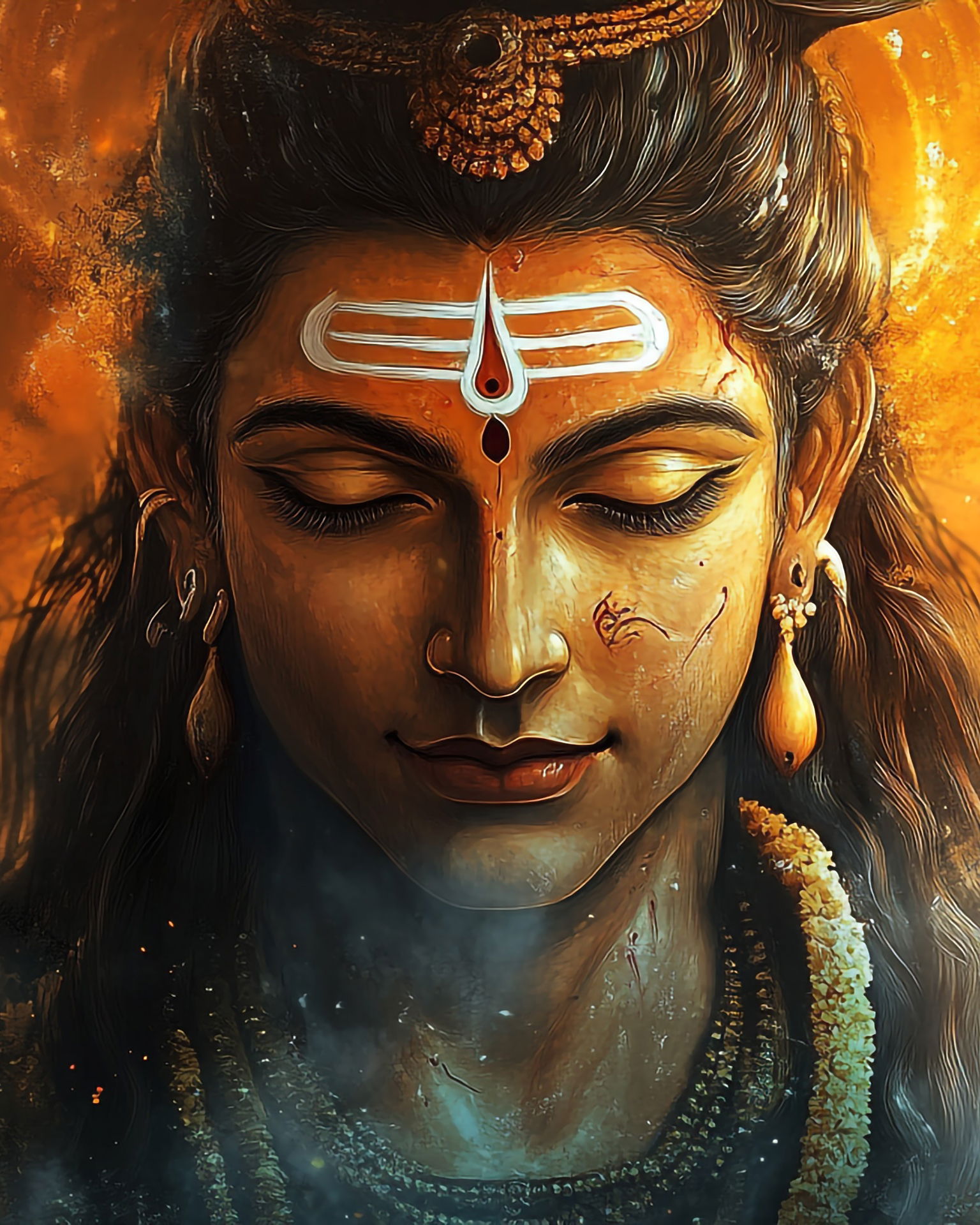 Serene portrait of Lord Shiva meditating.