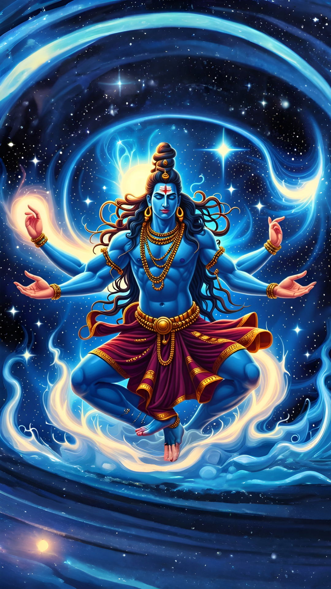 Meditating Shiva in cosmic galaxy