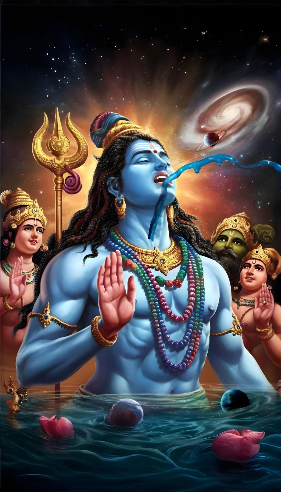 Lord Shiva in cosmic galaxy wallpaper