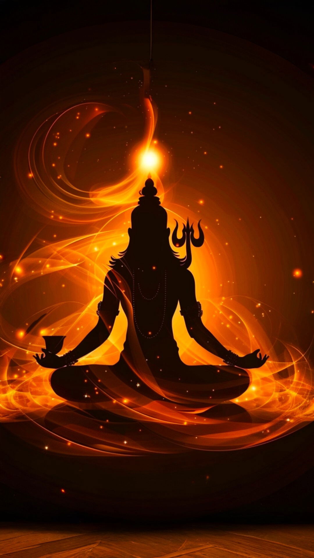 Meditating Shiva in cosmic energy