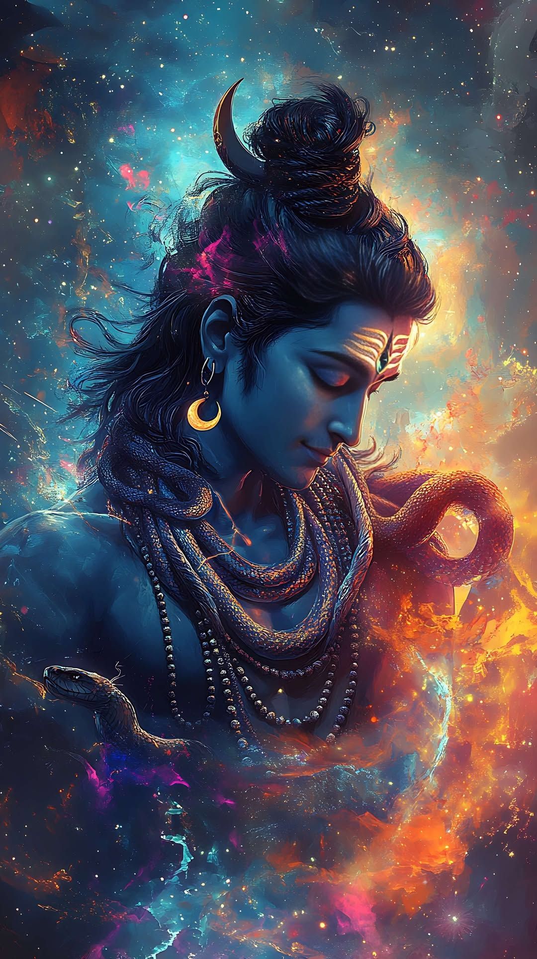 Shiva immersed in cosmic energy