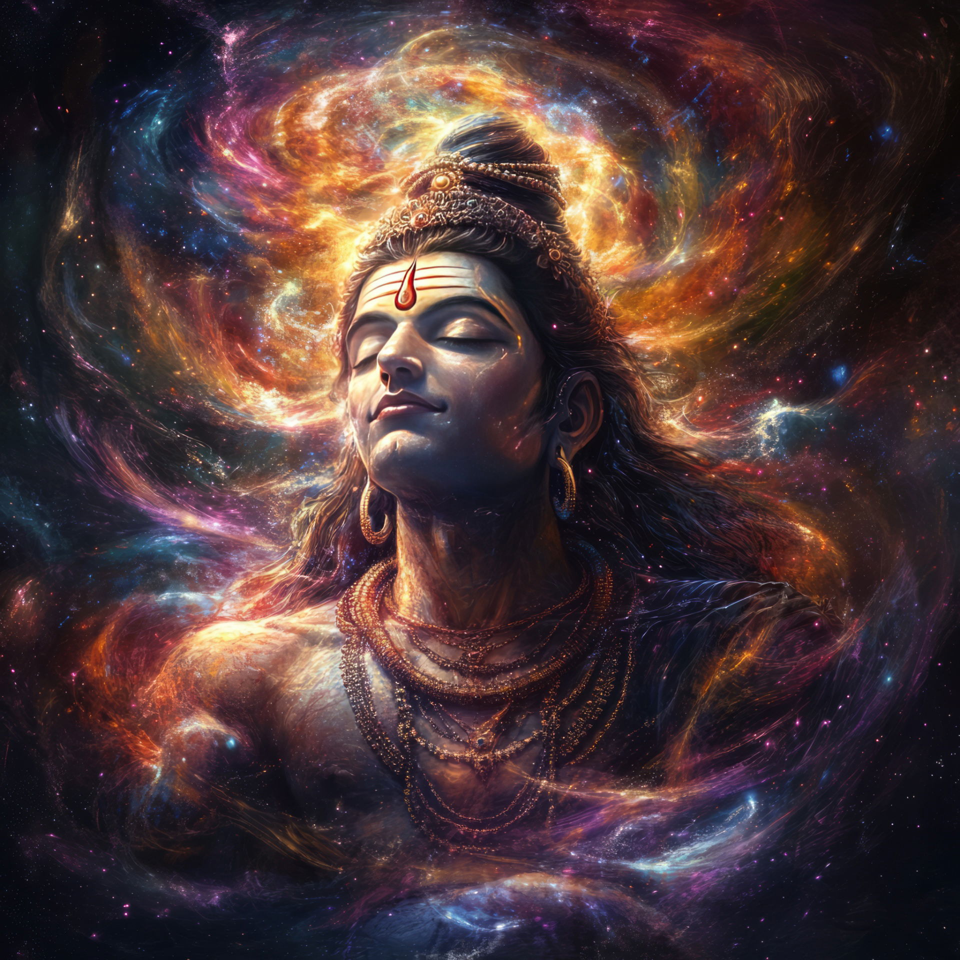 Lord Shiva amidst the cosmic universe