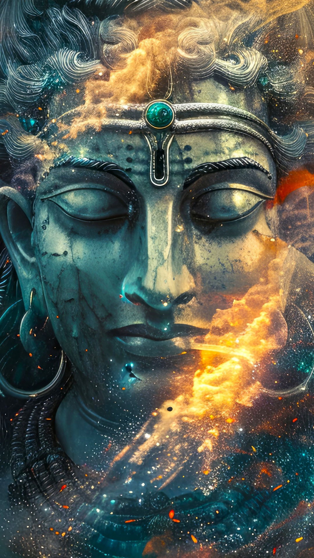 Meditating Shiva cosmic energy portrait
