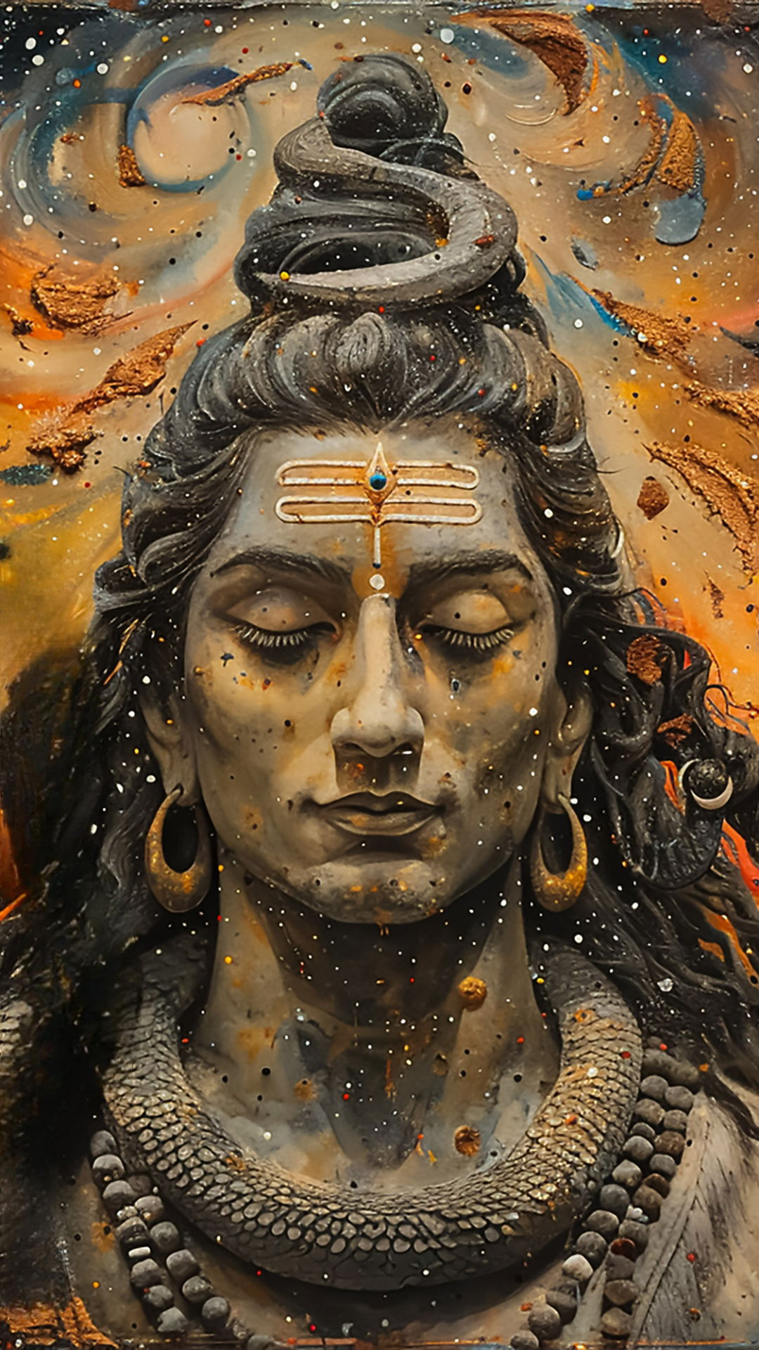 Meditating Shiva cosmic portrait deity