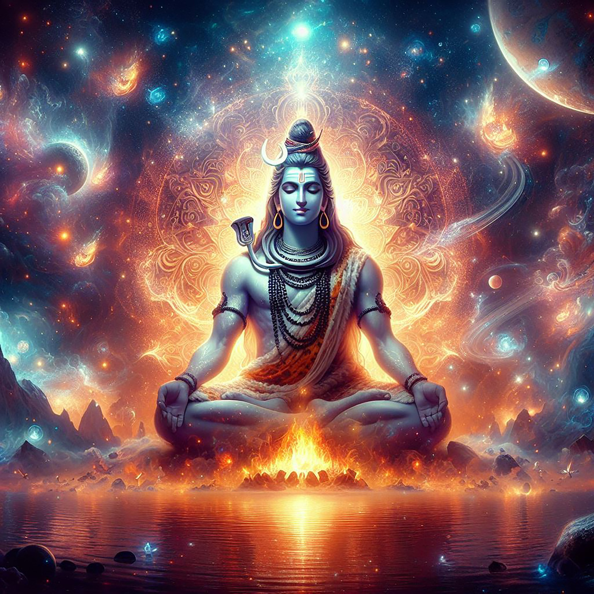 Meditating Shiva amidst the cosmos