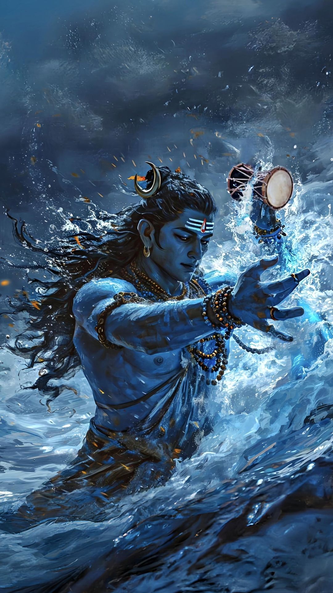 Shiva emerging from cosmic waters
