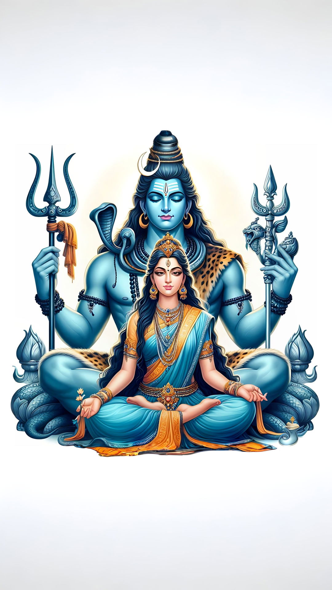 Lord Shiva and Goddess Parvati in meditation
