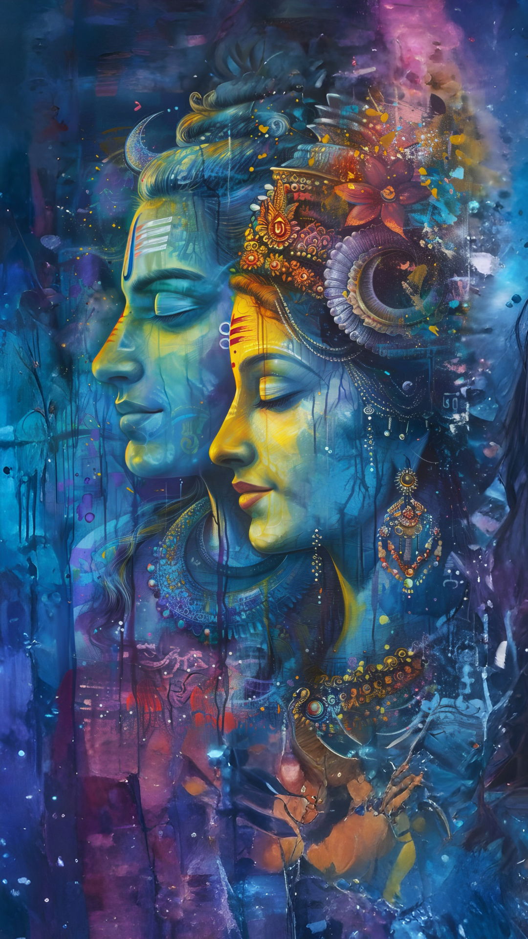 Shiva Parvati Ardhnarishwar divine portrait
