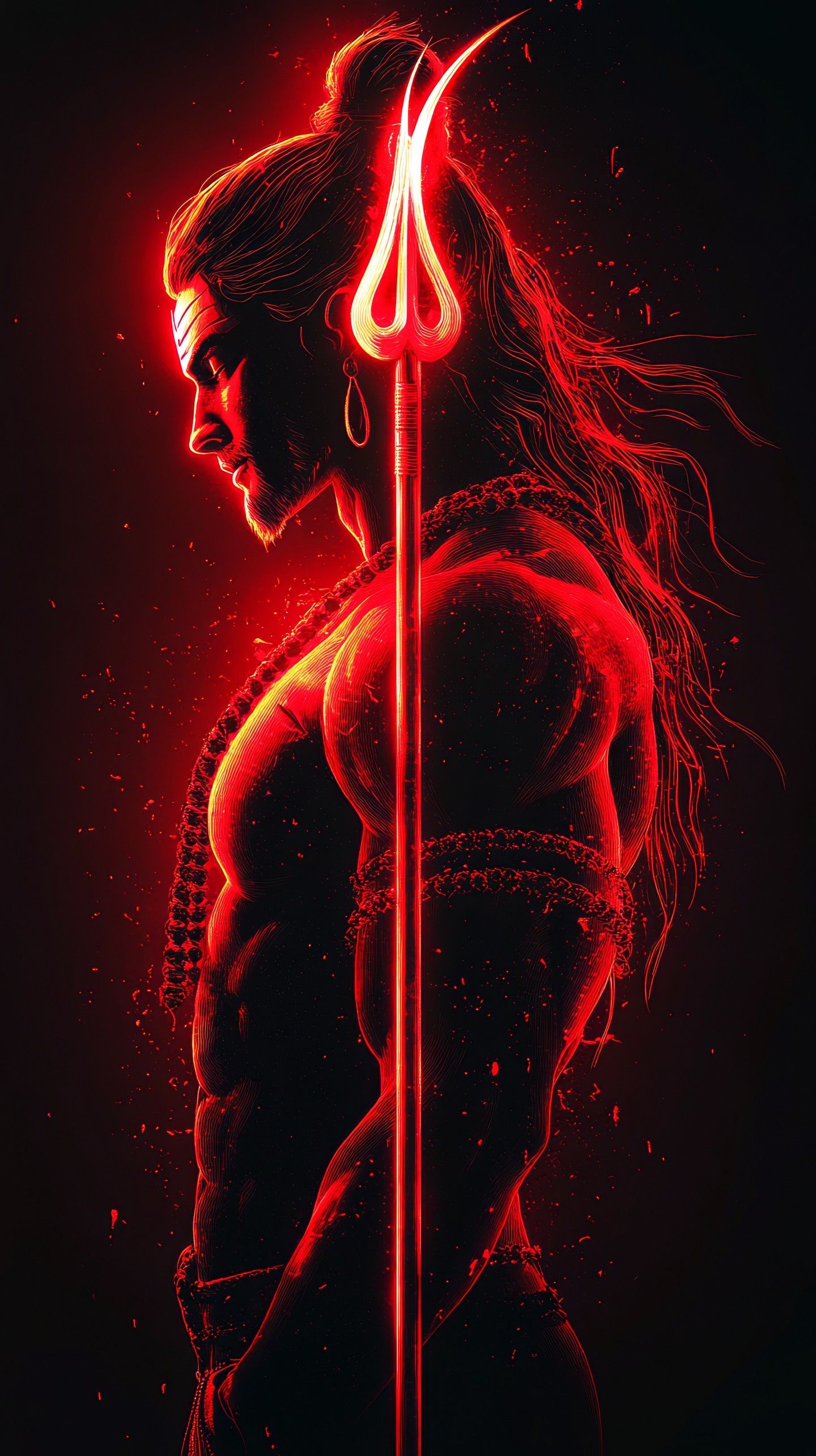 Powerful Shiva portrait with Trishul