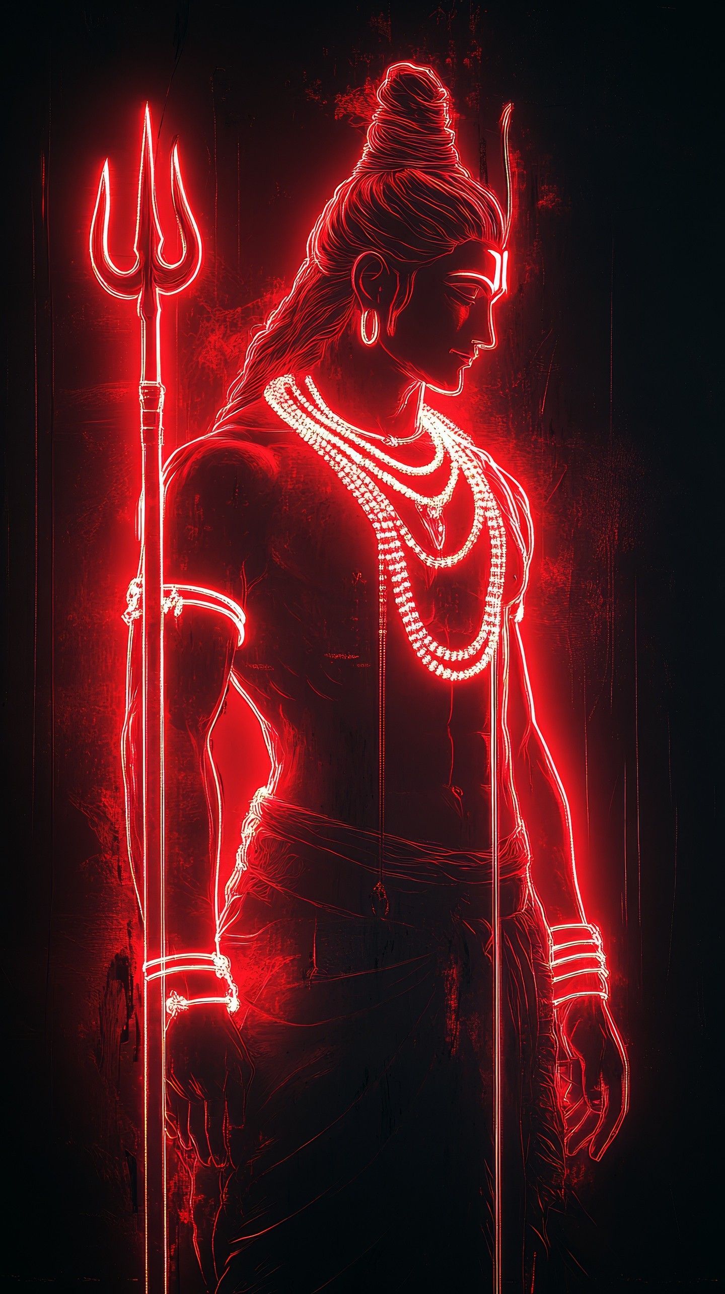 Neon Shiva with Trishul and third eye