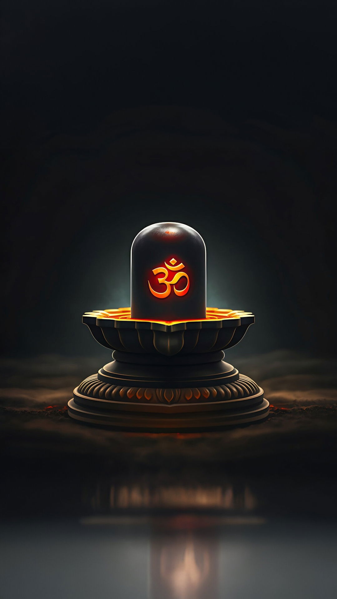 Glowing Shivalinga with Om symbol