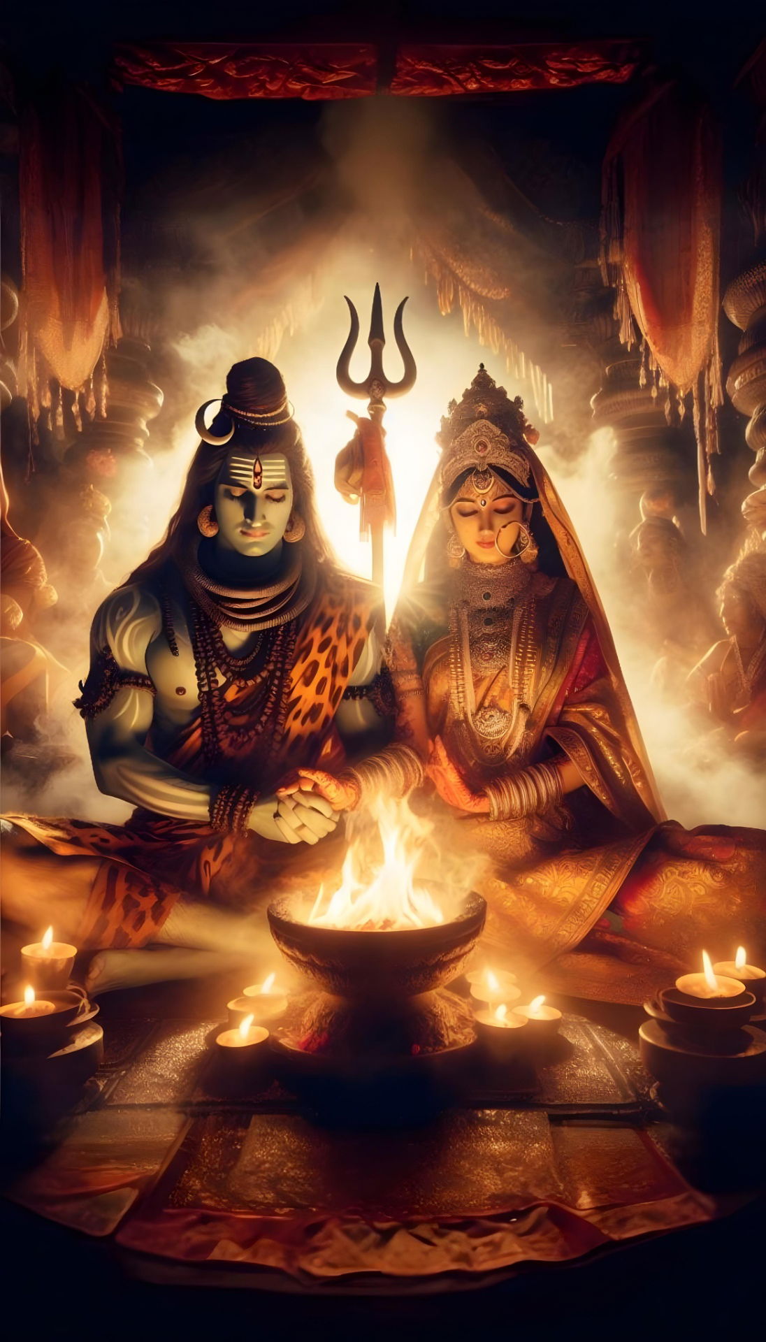 Shiva and Parvati in divine embrace.