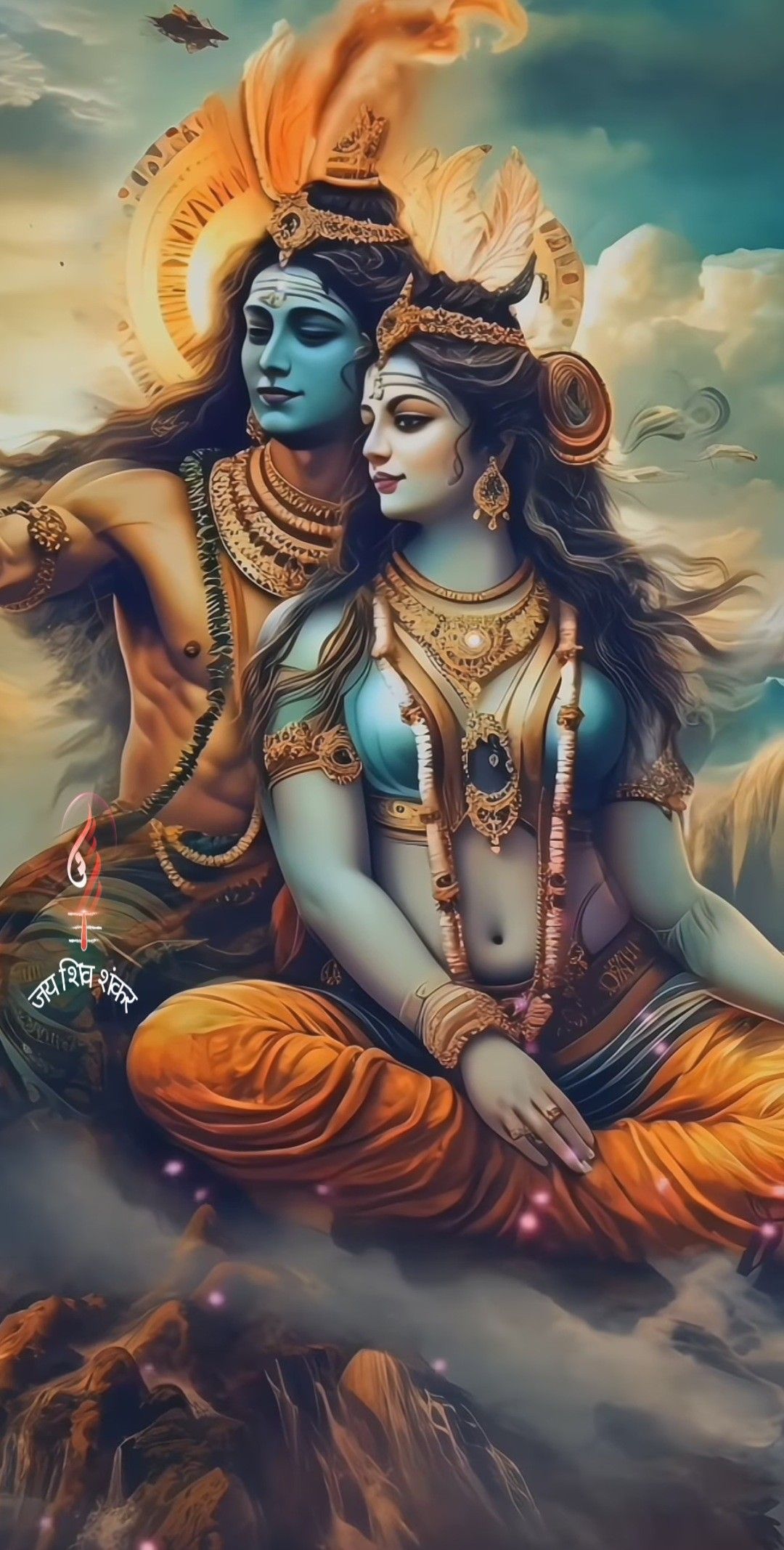 Shiva and Parvati in a loving embrace.