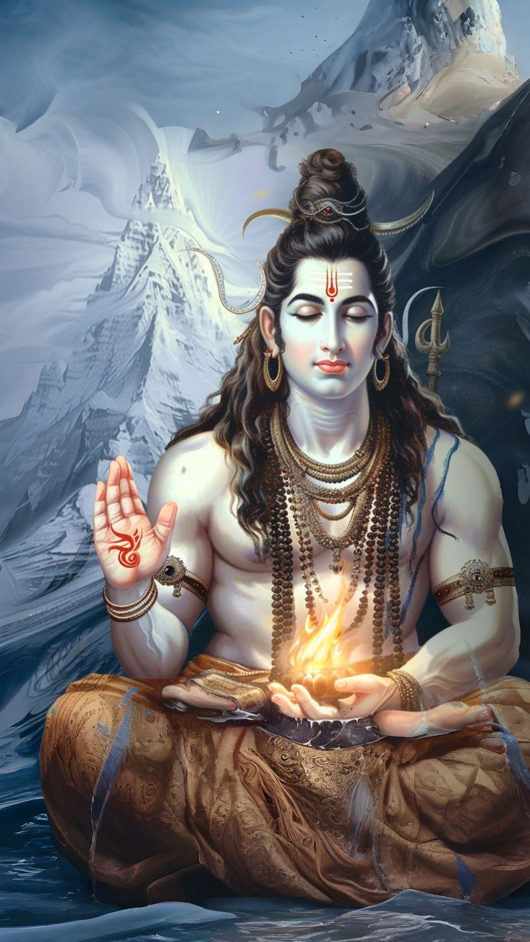 Lord Shiva meditating in the Himalayas
