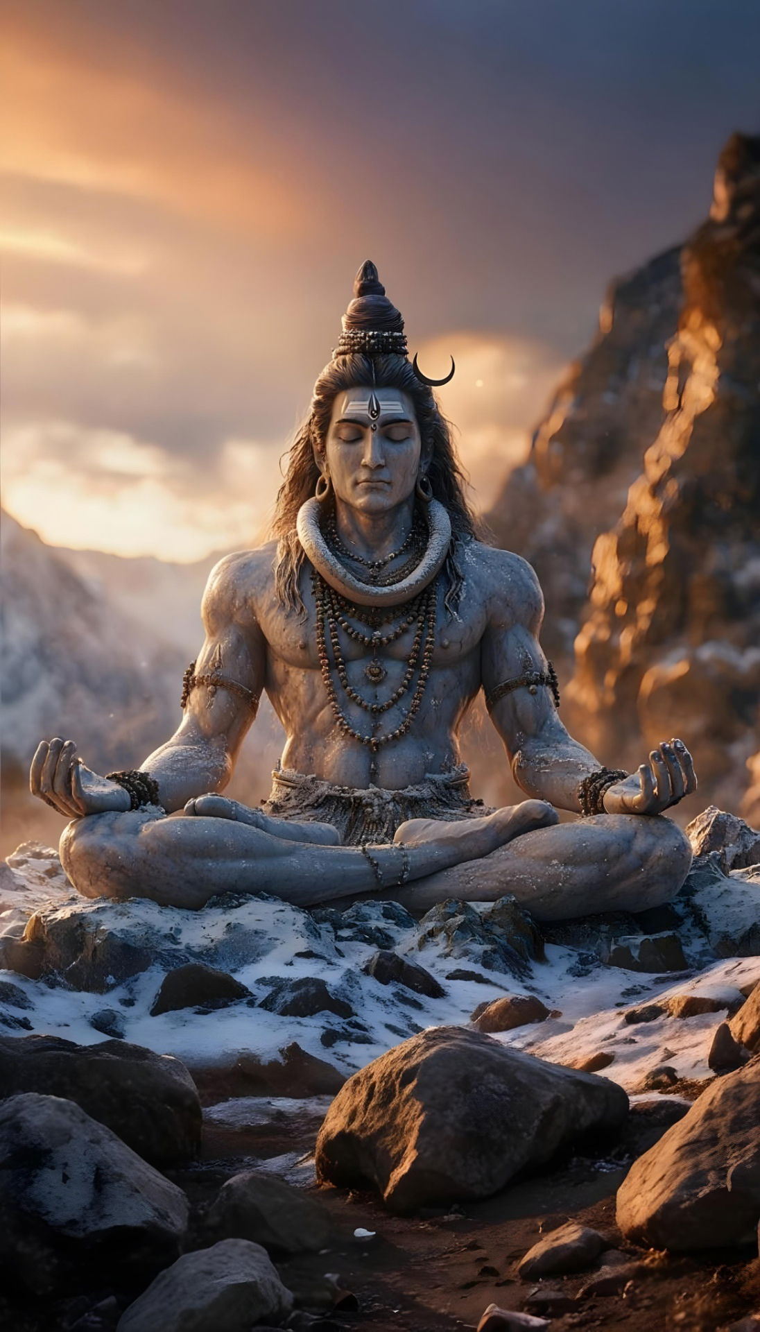 Shiva meditating in the Himalayas