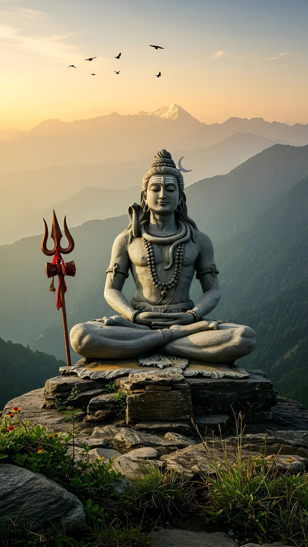 Shiva meditating in the Himalayas