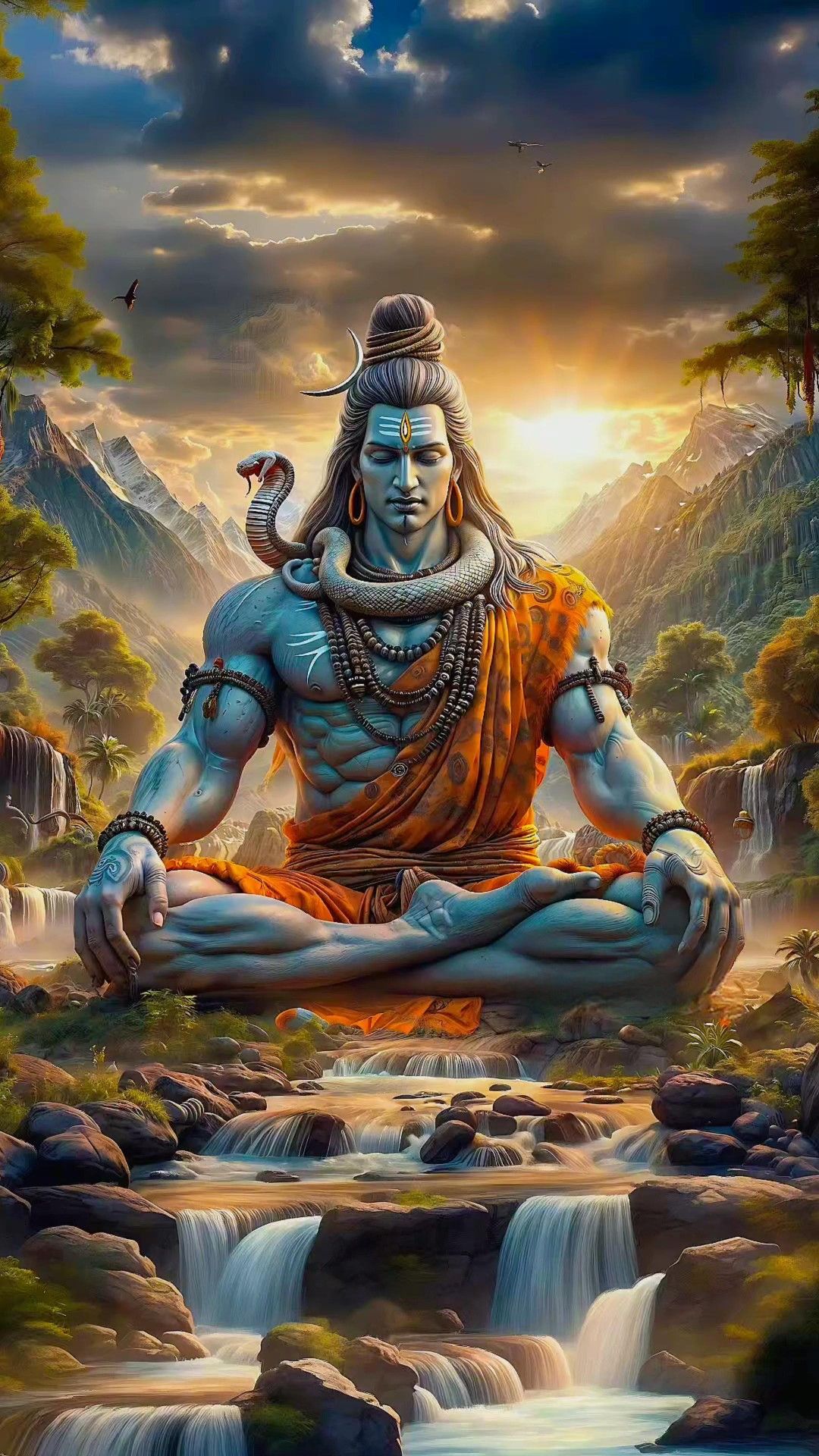 Meditating Shiva amidst the Himalayas