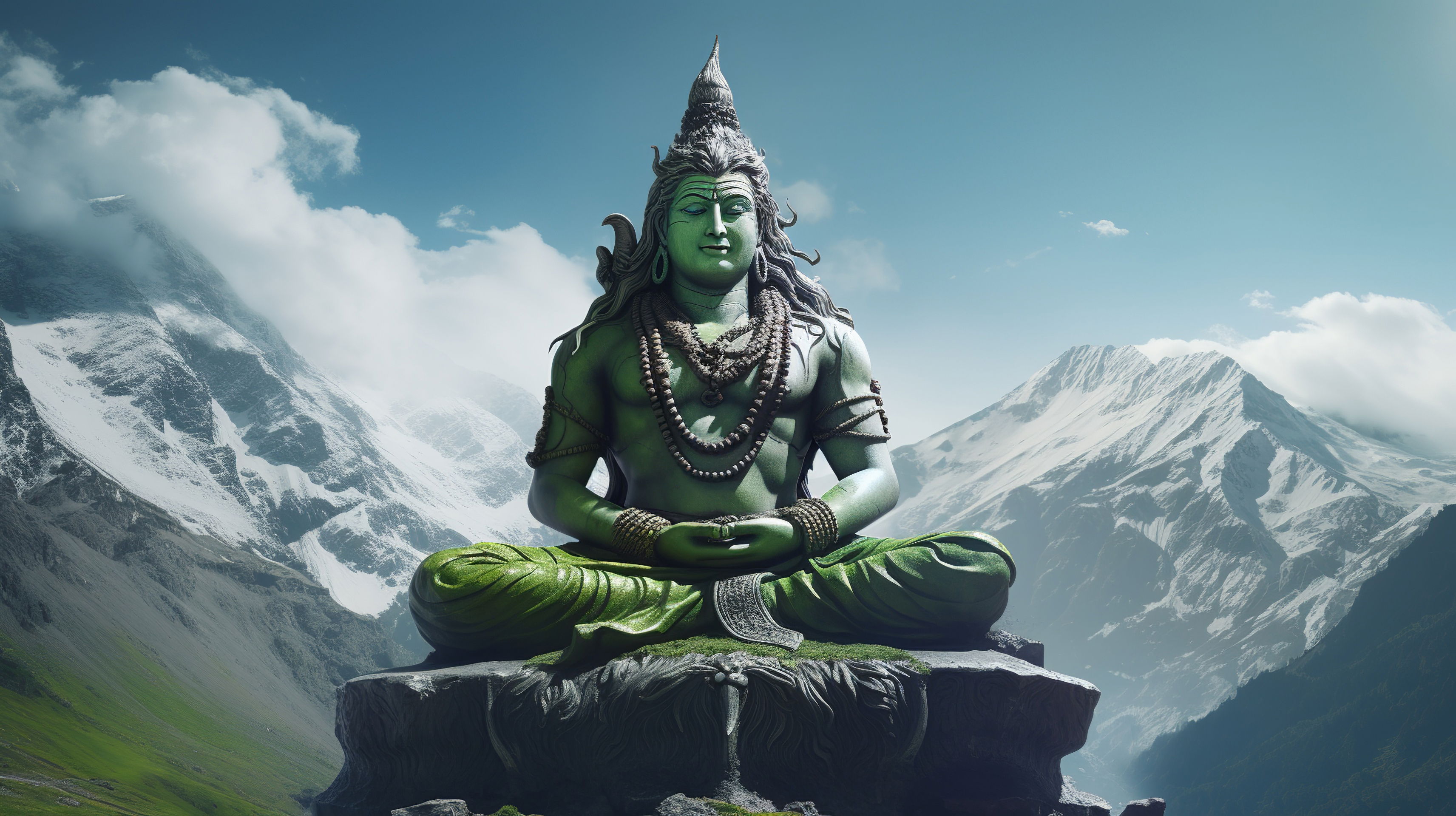 Shiva meditating in the Himalayas