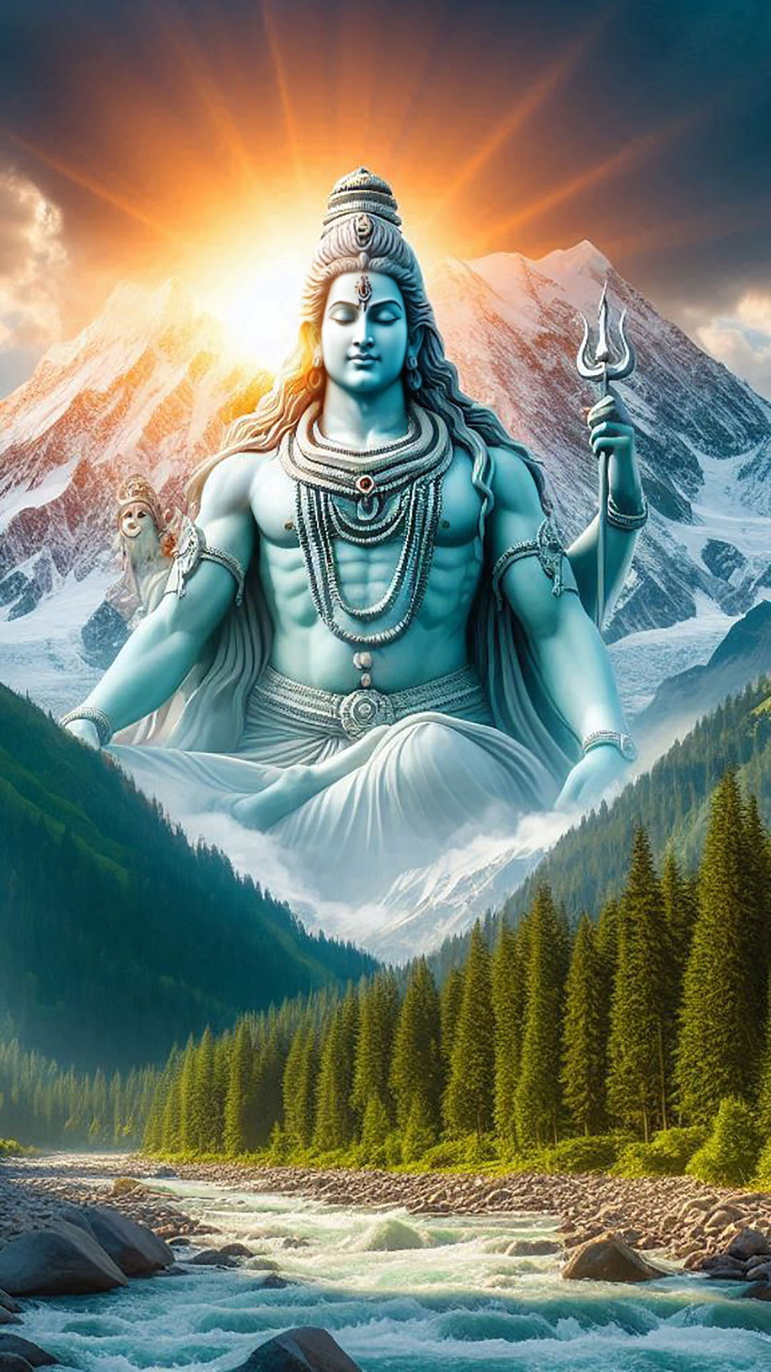 Shiva meditating in the Himalayas