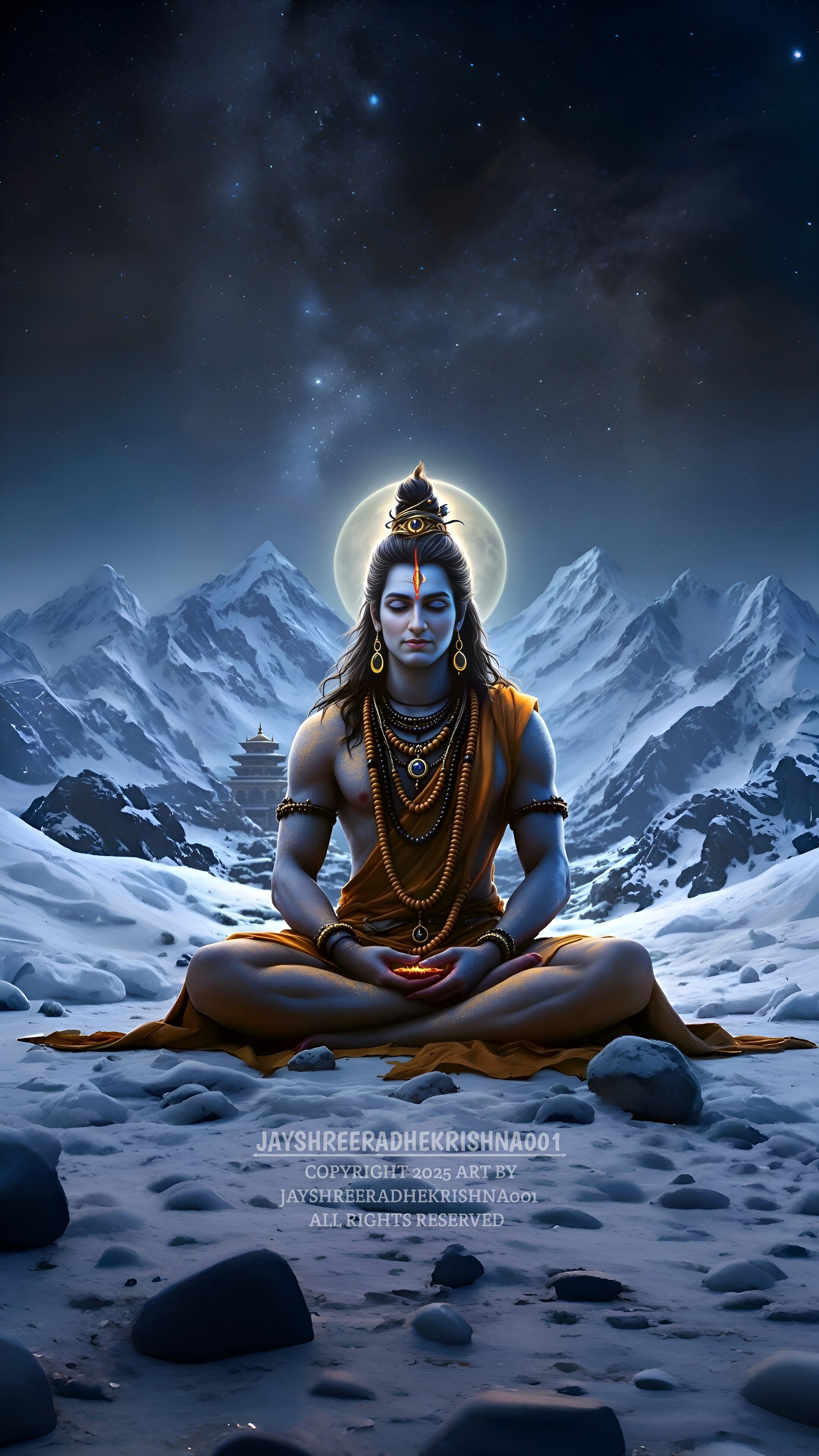 Meditating Shiva amidst the Himalayas