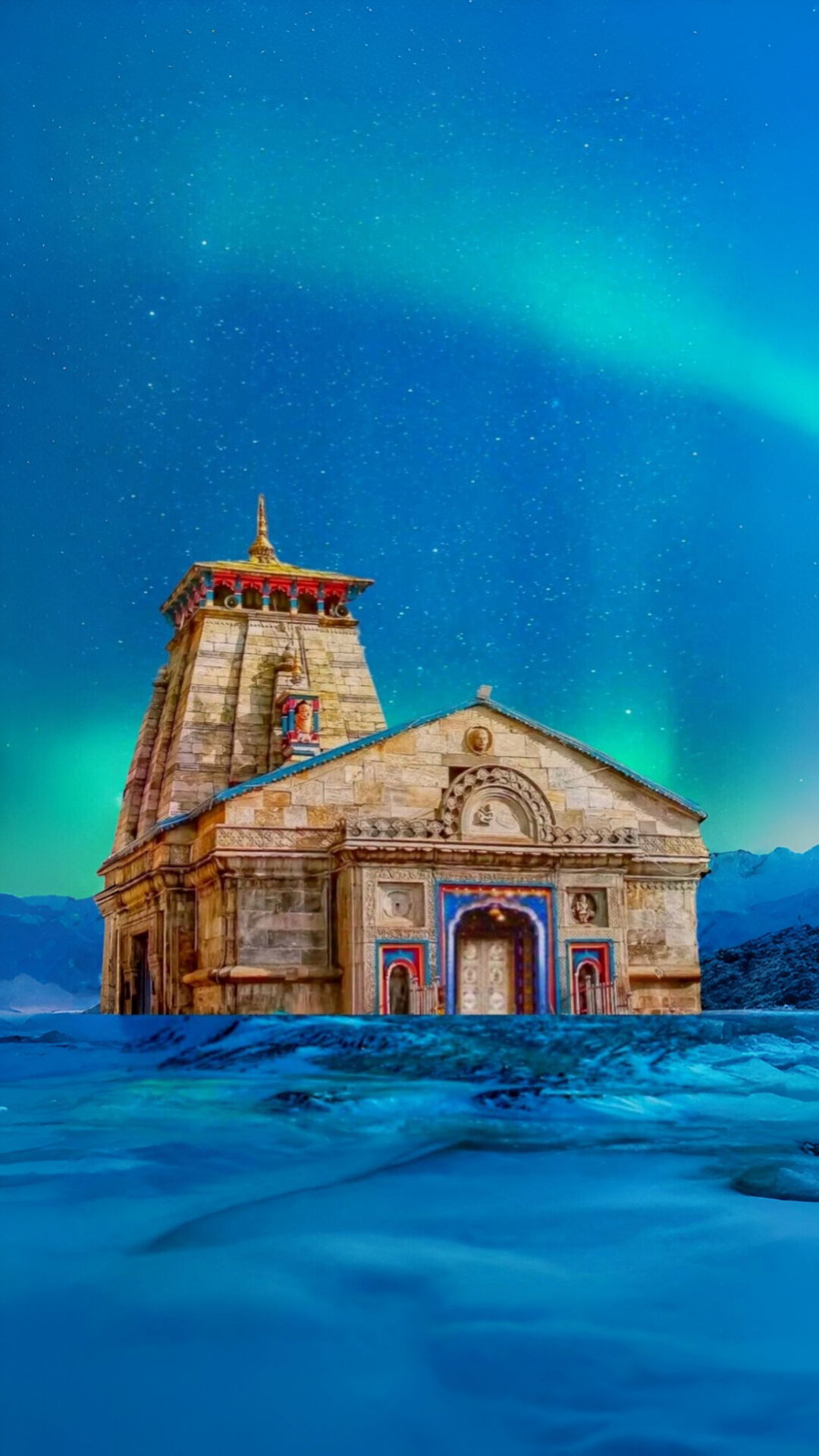 Kedarnath temple under starry Himalayan sky
