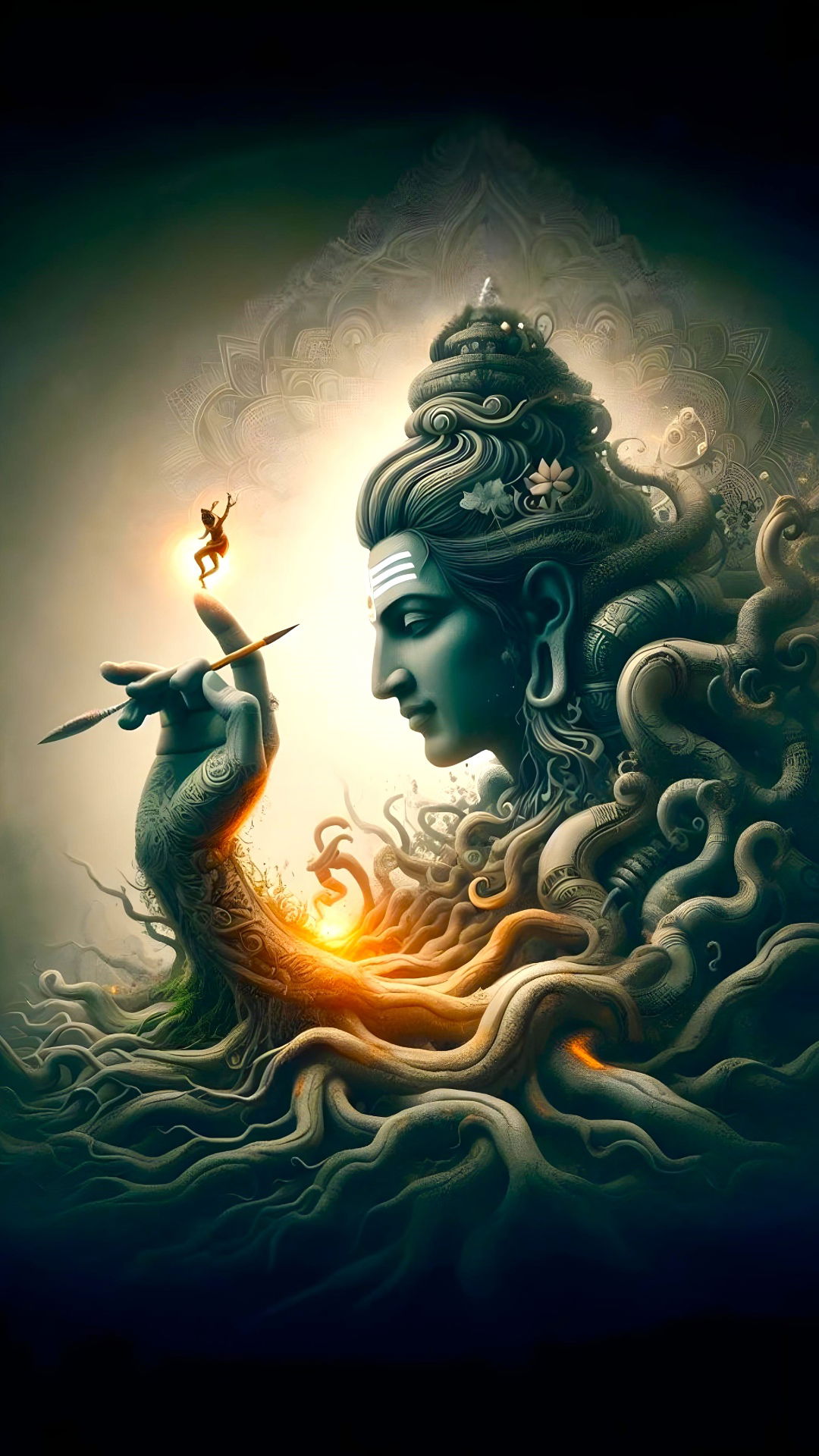 Lord Shiva with universe emanating