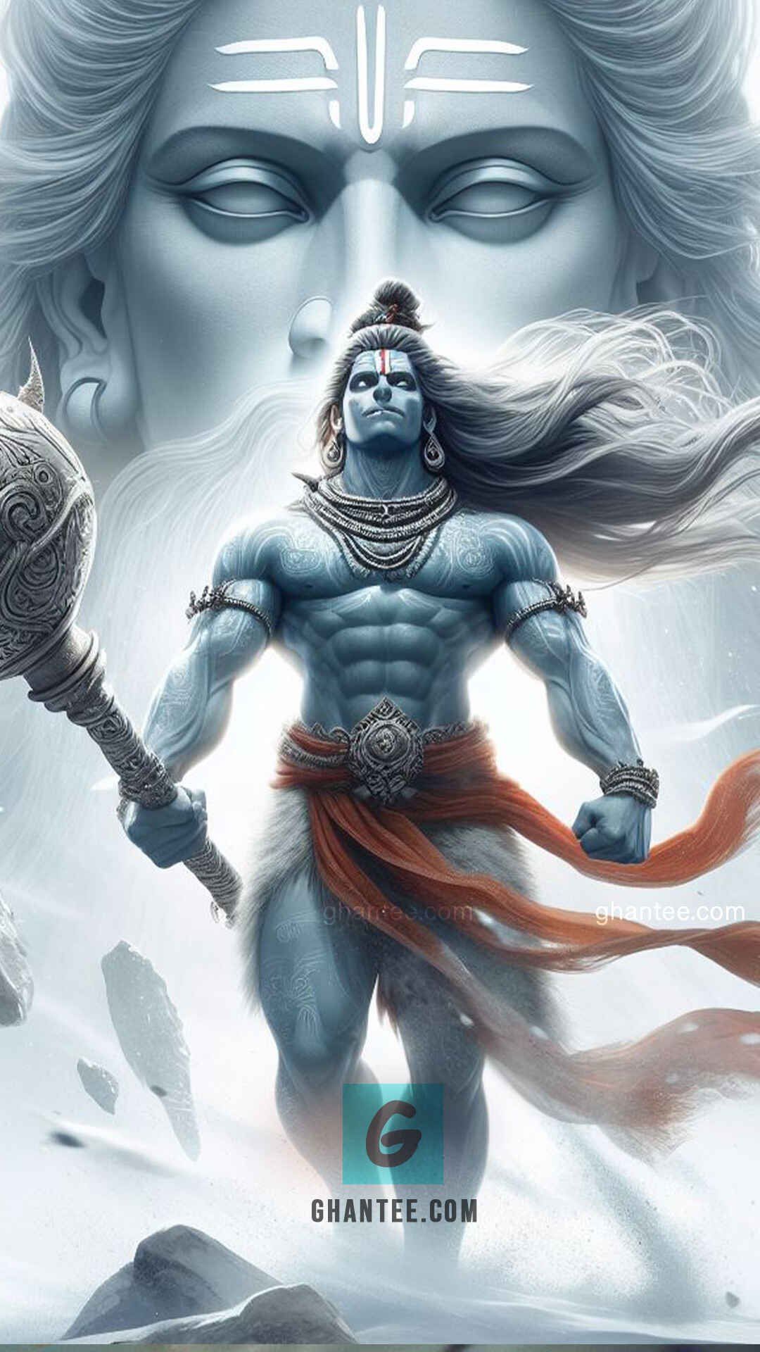 Powerful Shiva with mace and trident