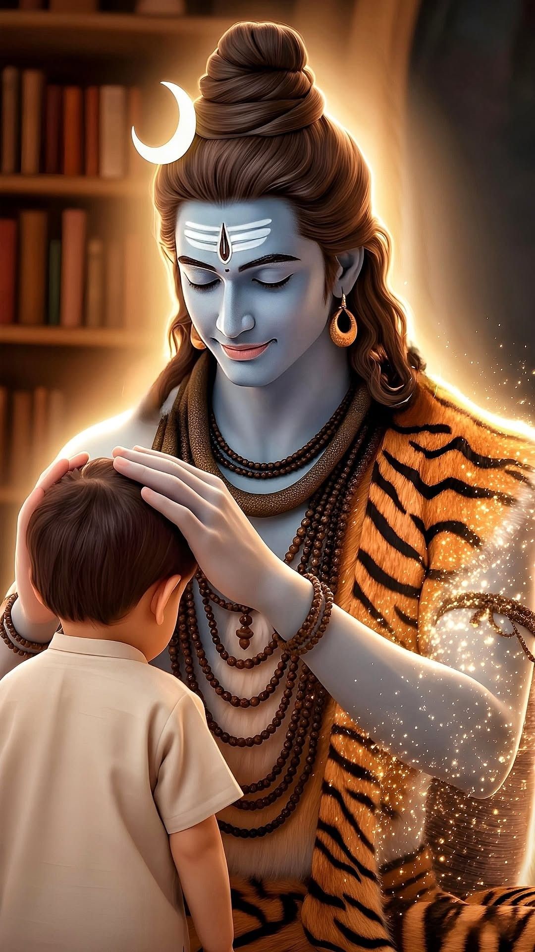 Lord Shiva blessing a young child.