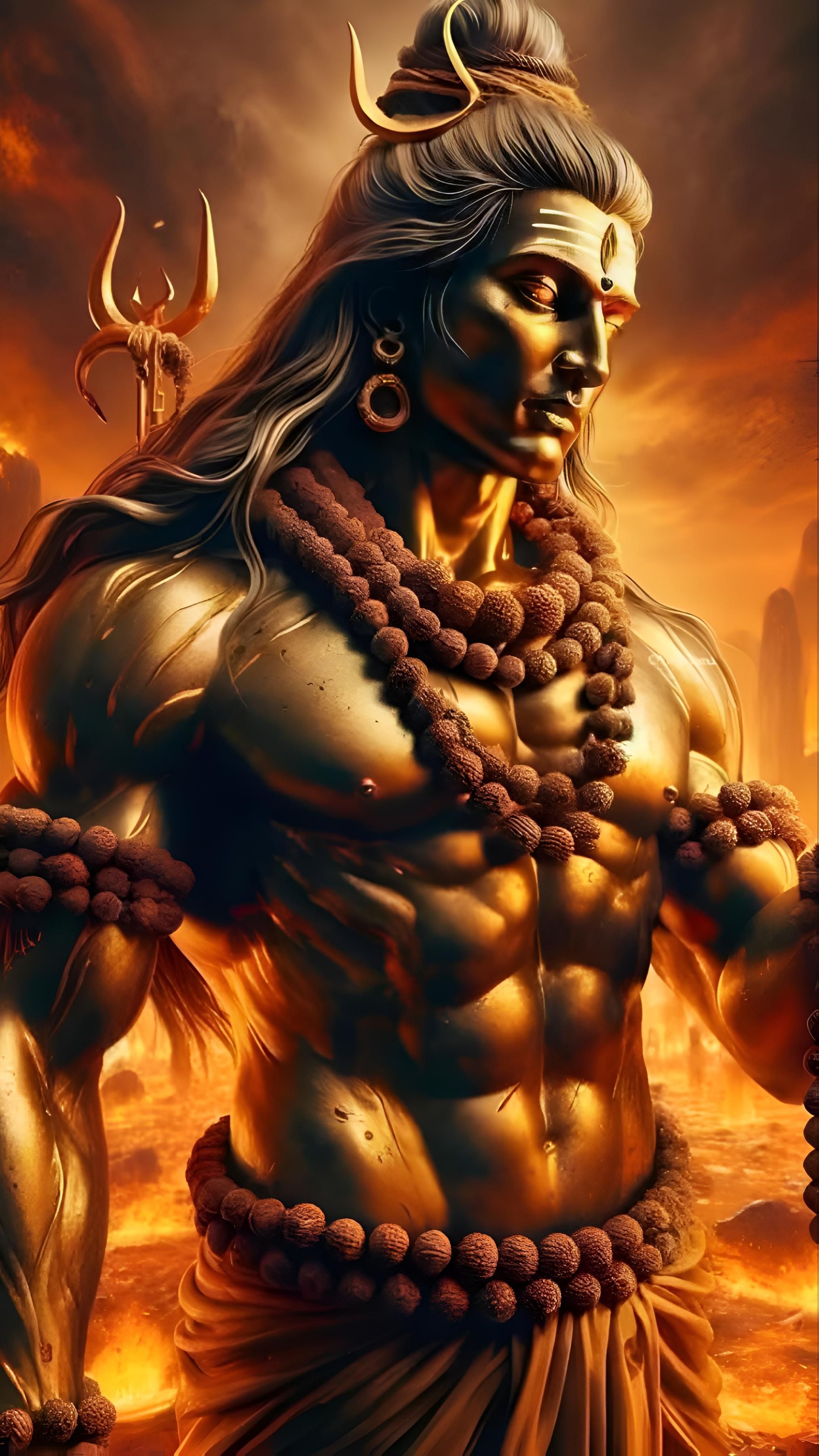 Powerful Shiva with Trishul and Rudraksha