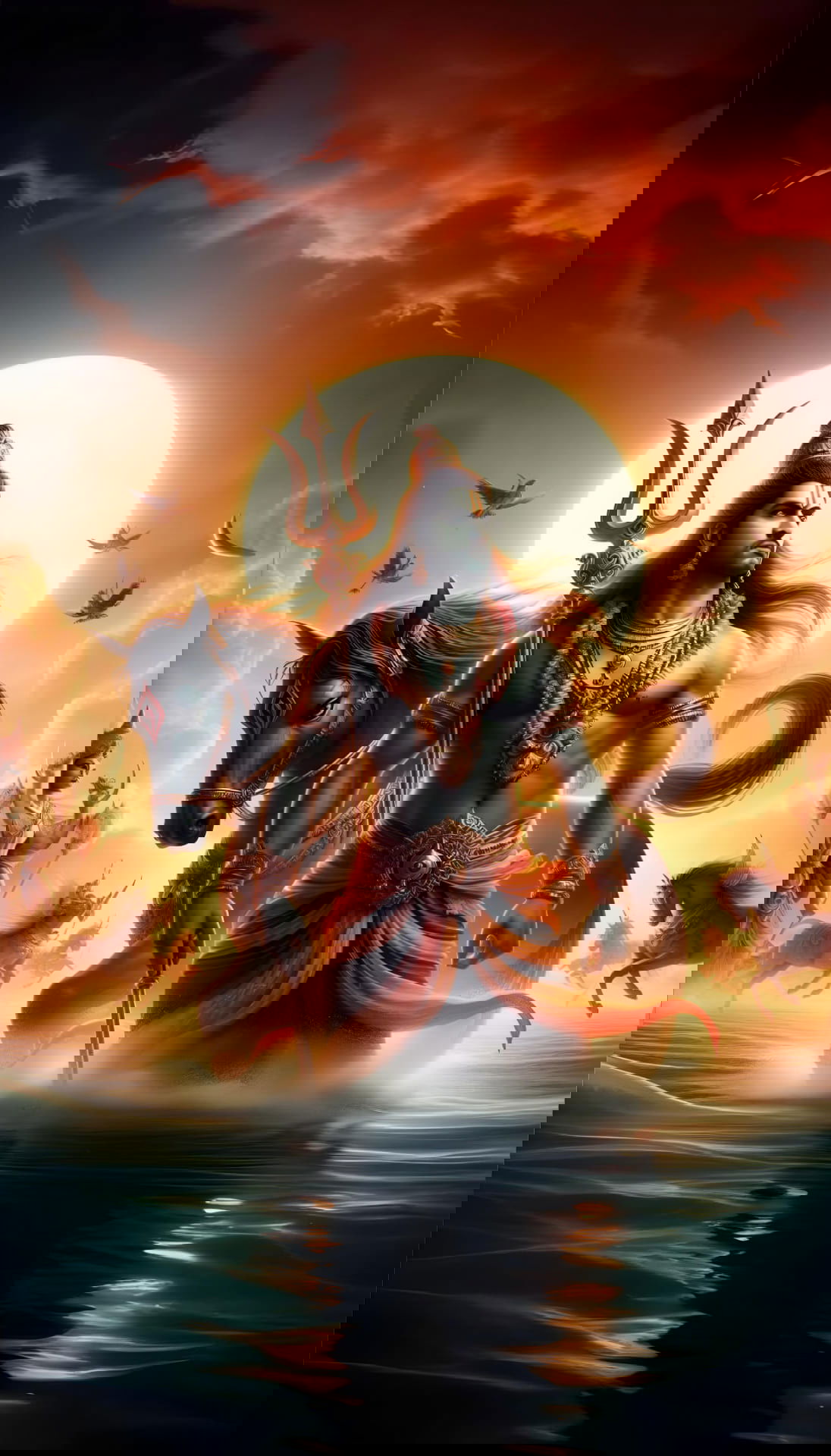 Shiva rising from the cosmic ocean