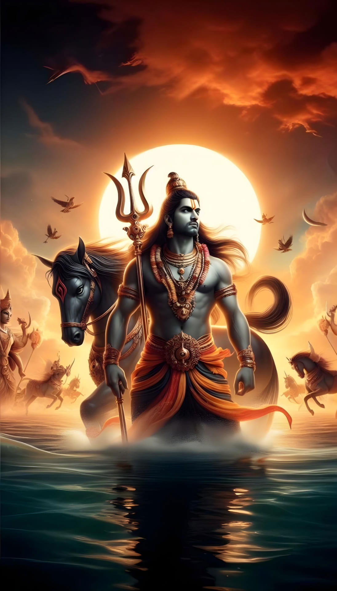 Shiva rising from the cosmic ocean