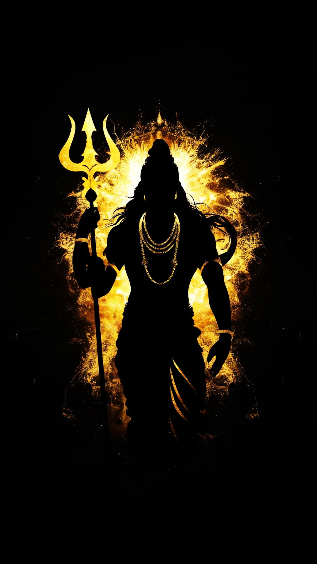 Shiva silhouette with golden energy