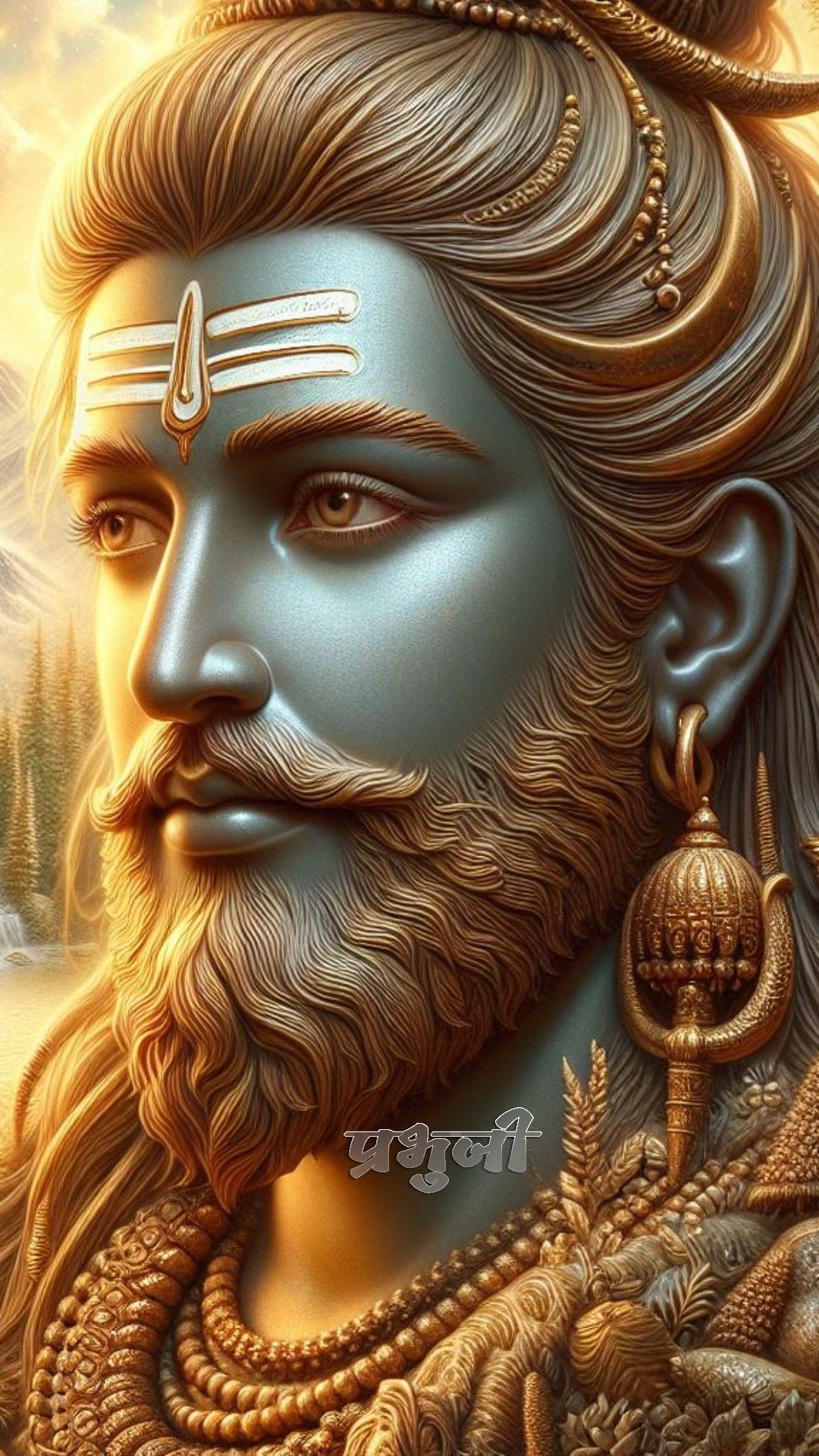Powerful Shiva portrait, divine and serene.