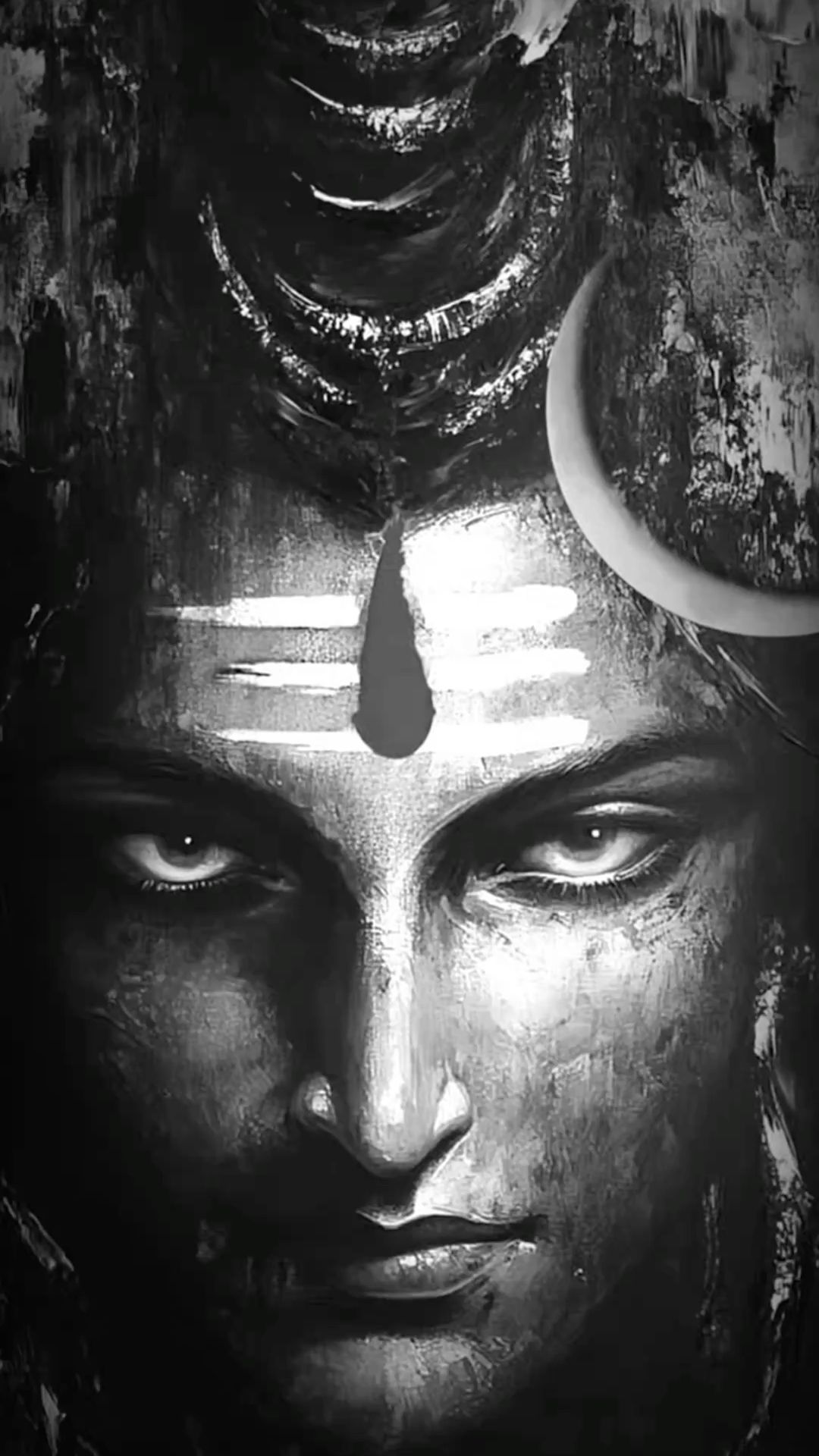 Powerful Shiva portrait monochrome painting