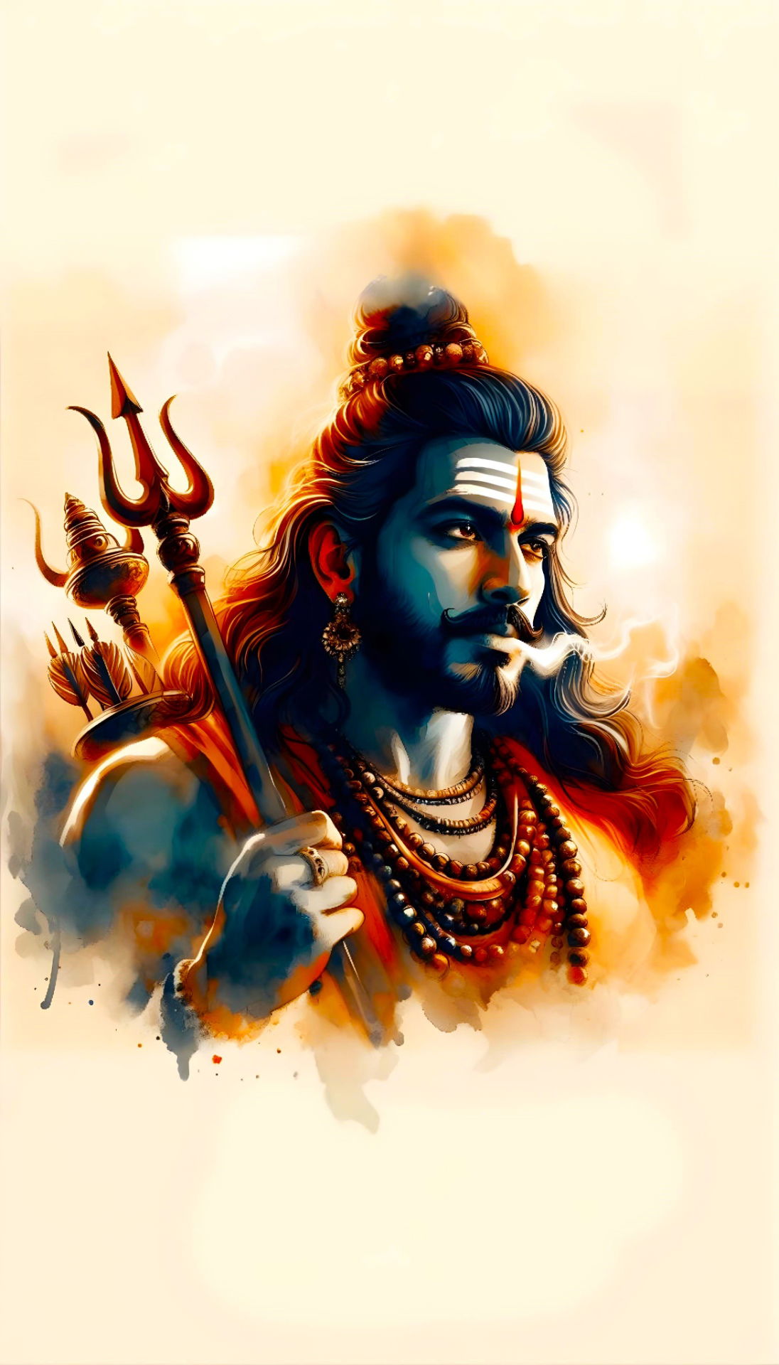 Lord Shiva with Trishul and serene gaze.