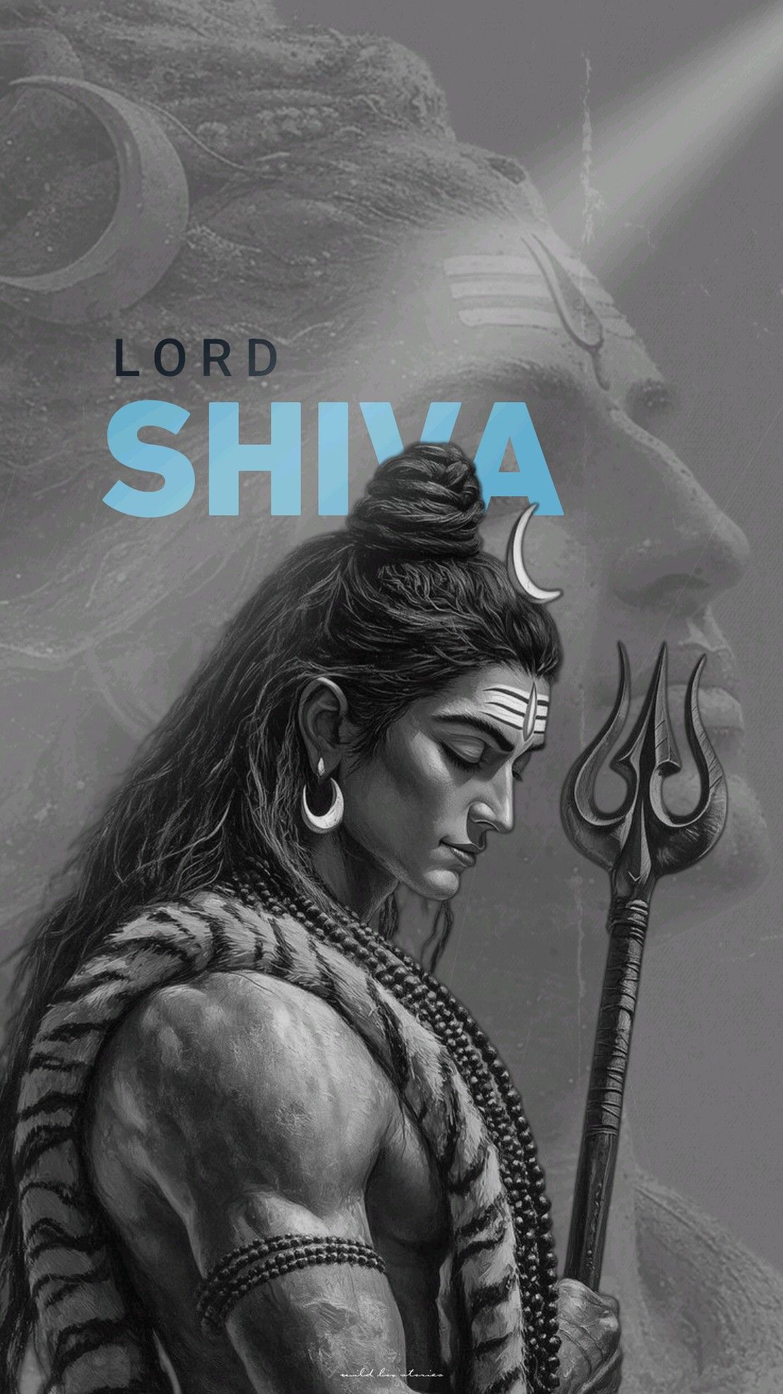 Lord Shiva portrait with trident and serpent